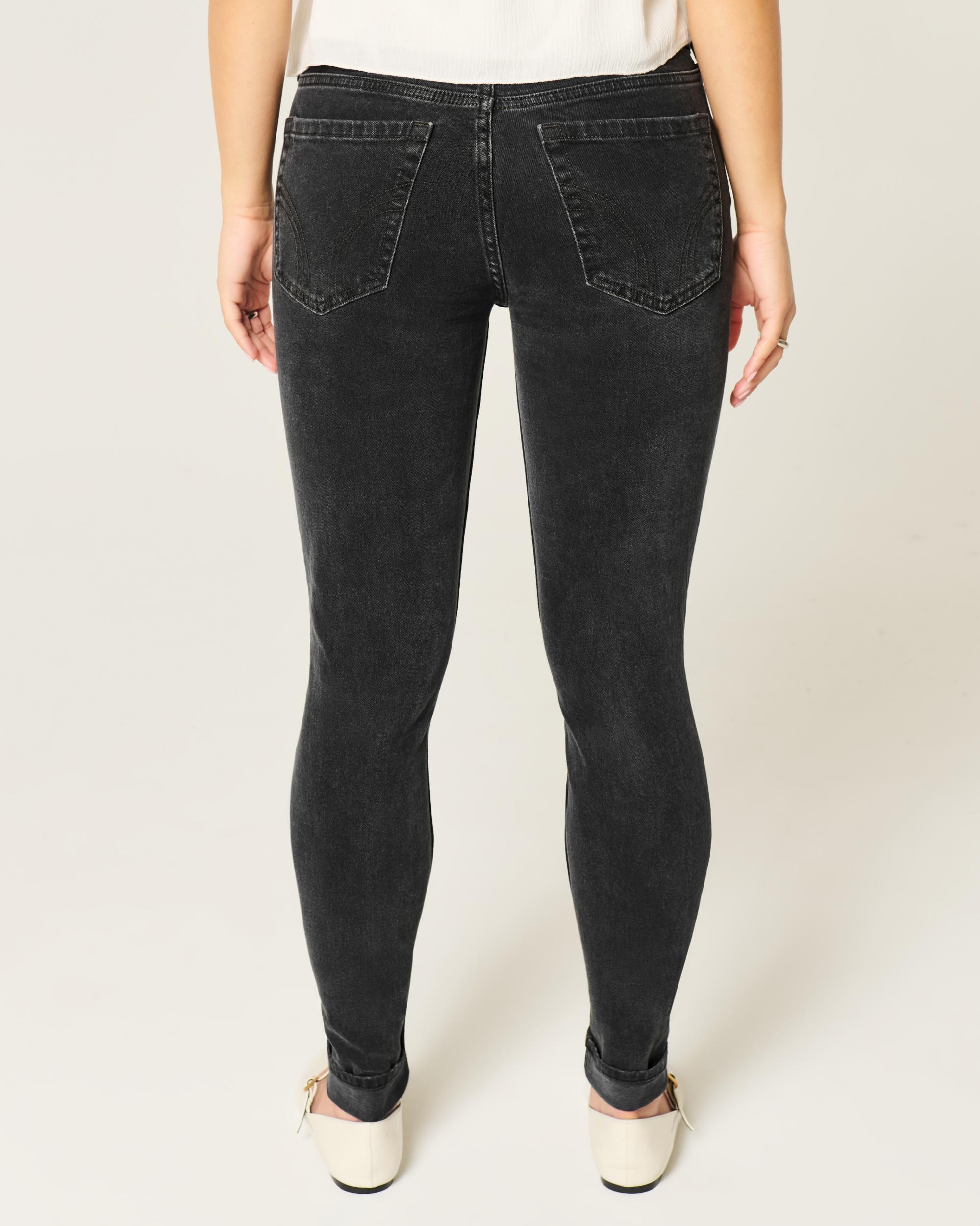 Mid-Rise Washed Black Skinny Jeans Product Image