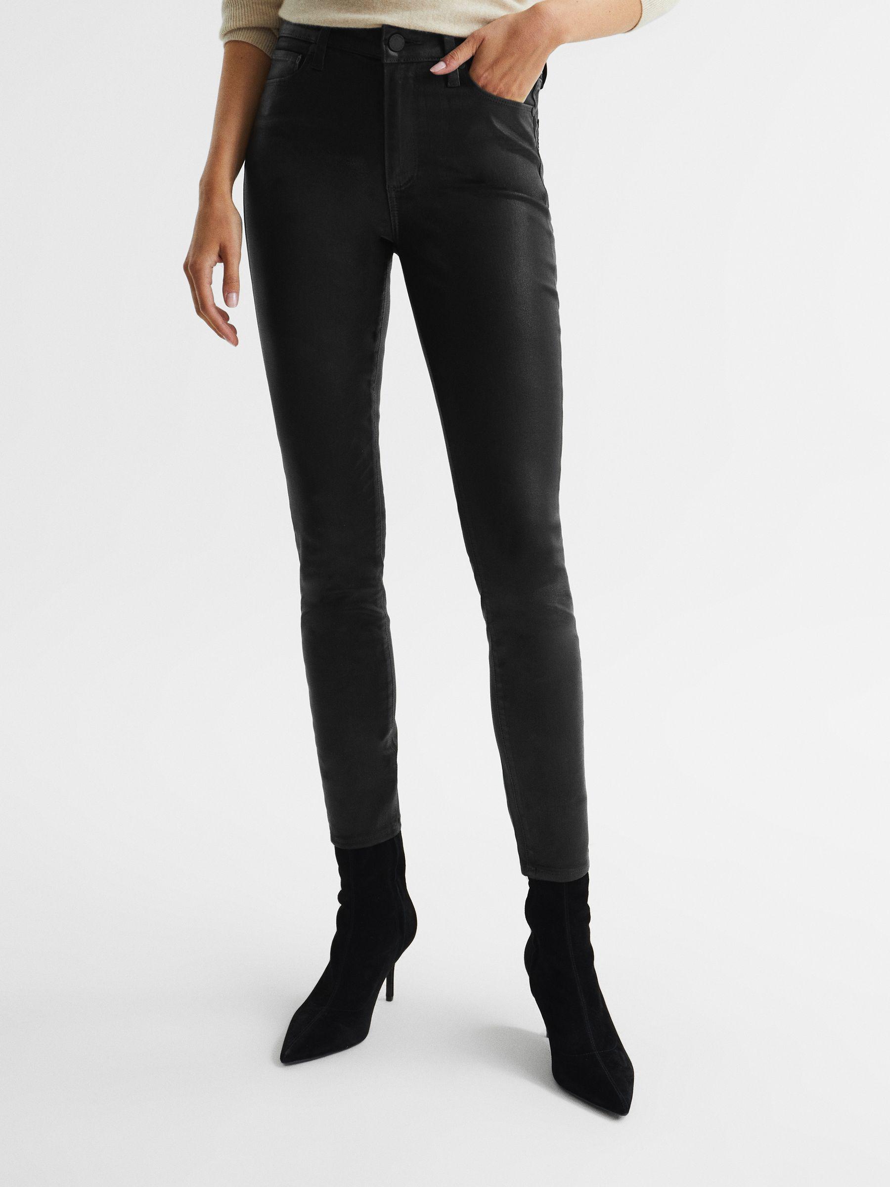 PAIGE Coated Skinny Jeans in Black Product Image