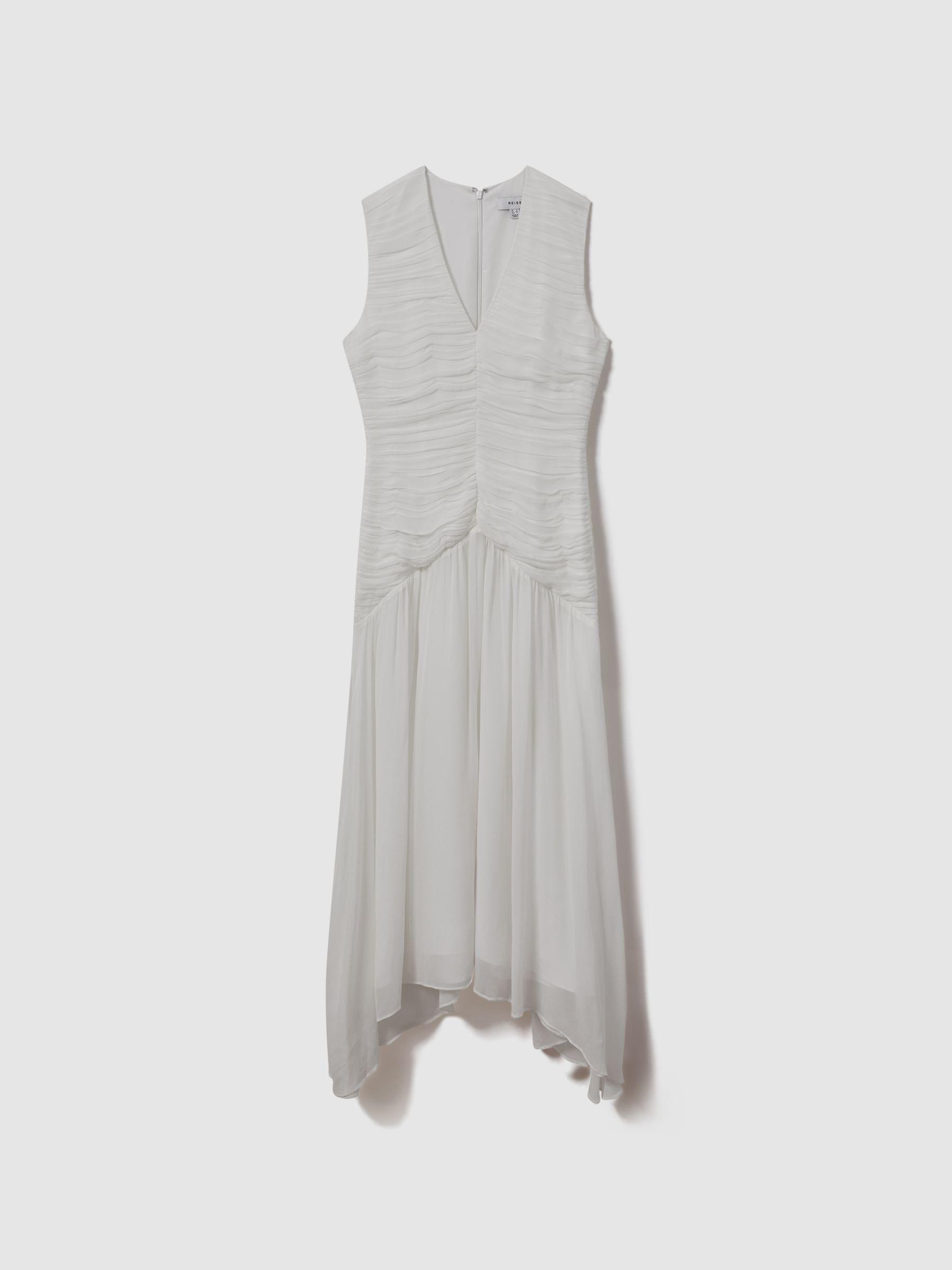 Ruched Bodycon Midi Dress in Ivory Product Image