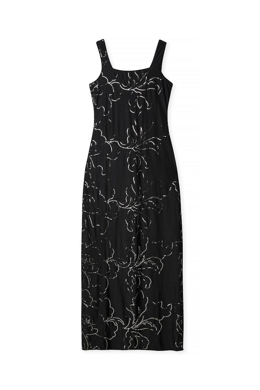 Pattern Sequin Maxi Dress Black Product Image