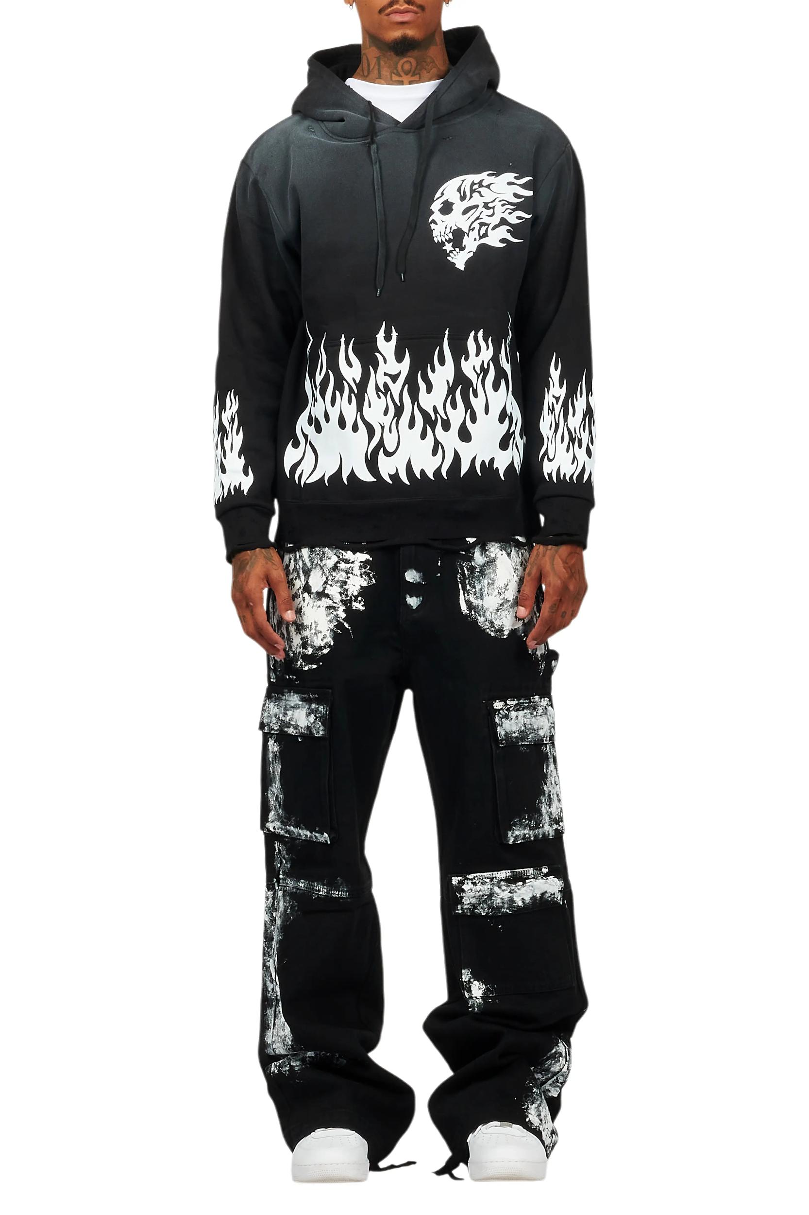 Bubble Black Hoodie & Baha Baggy Fit Jean Bundle Male Product Image