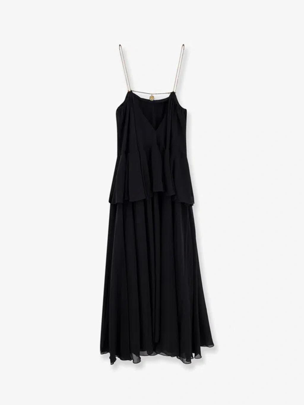 CHLOÉ Open-back Embellished Tiered Silk-georgette Maxi Dress In Black Product Image