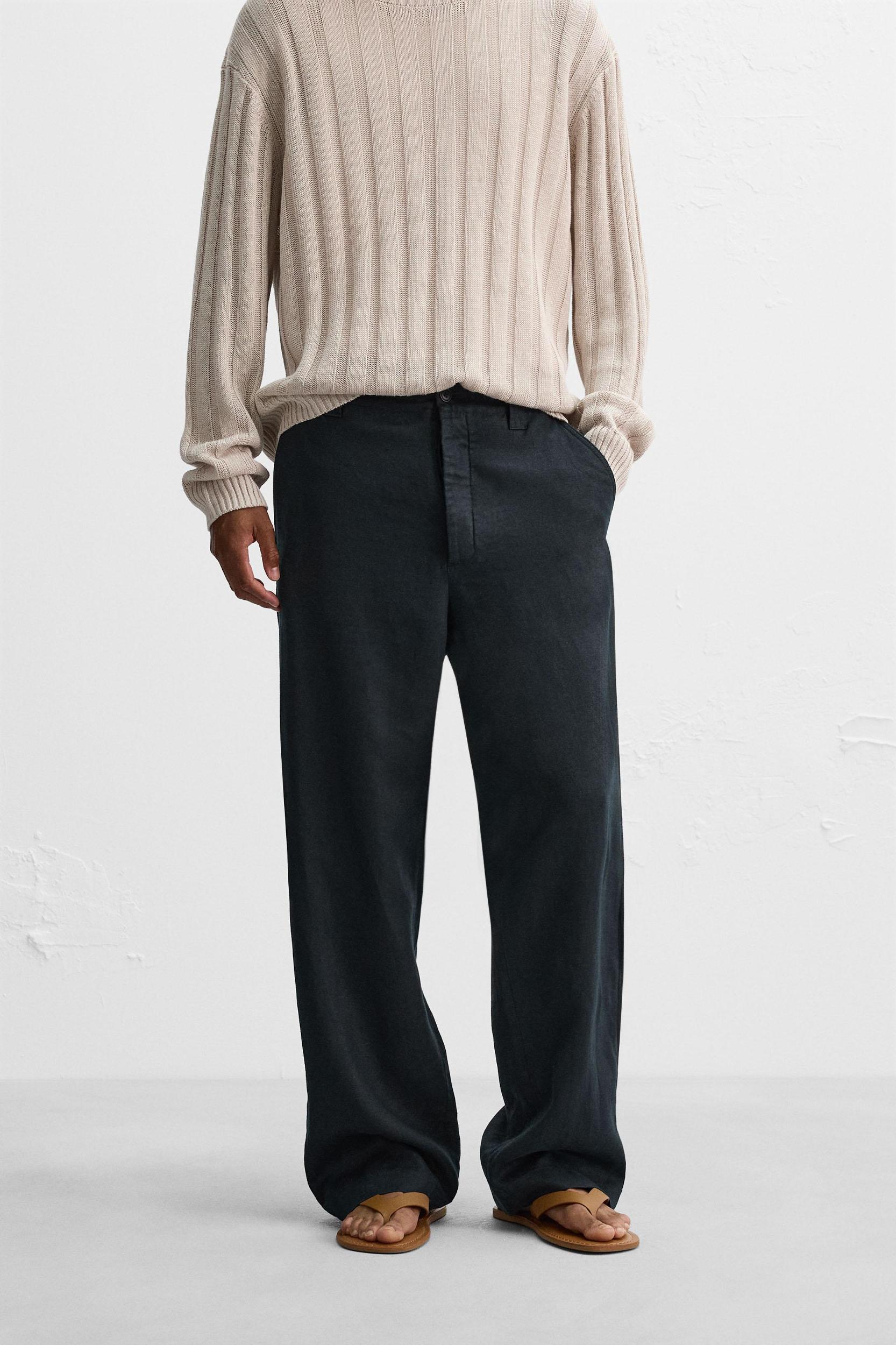 STRAIGHT FIT 100% LINEN PANTS Product Image