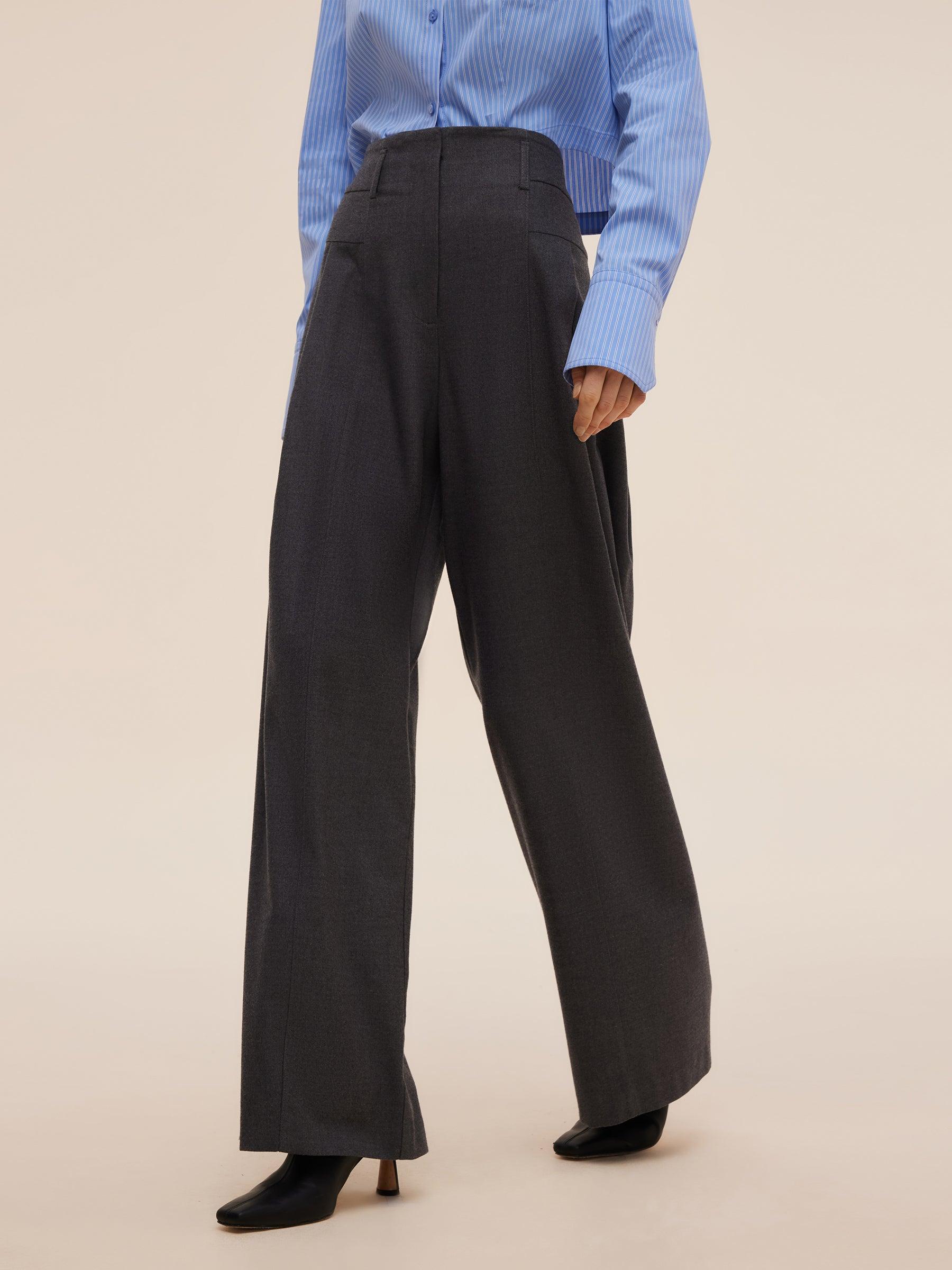 Wool Blend Women High Waisted Wide Leg Pants Product Image
