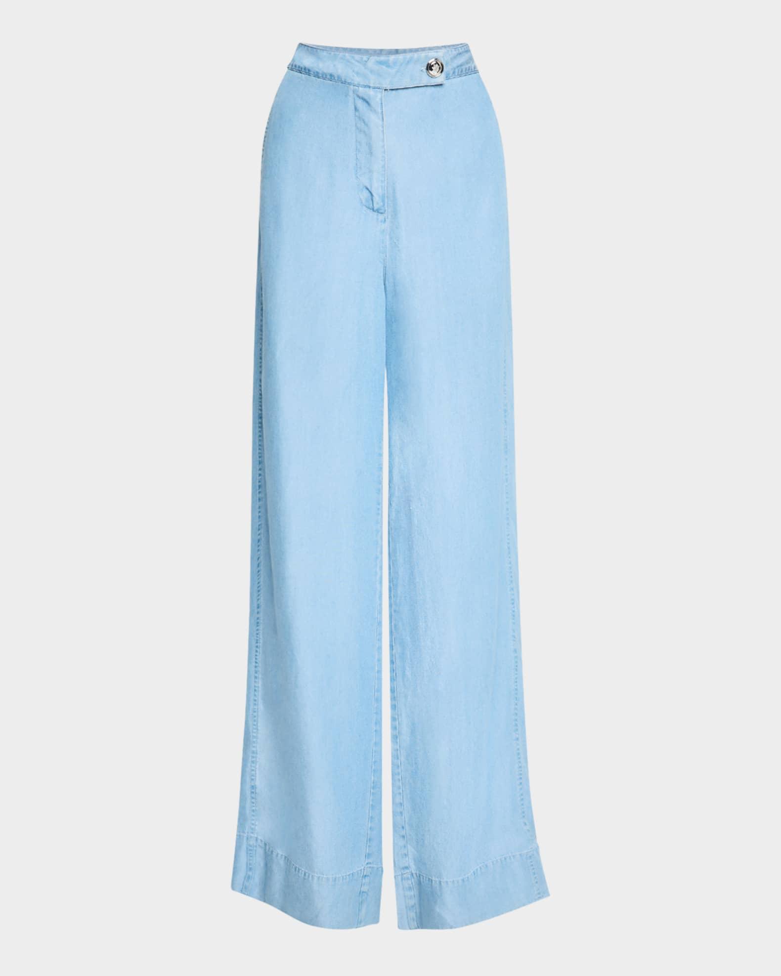Eli Wide-Leg Chambray Trousers Product Image