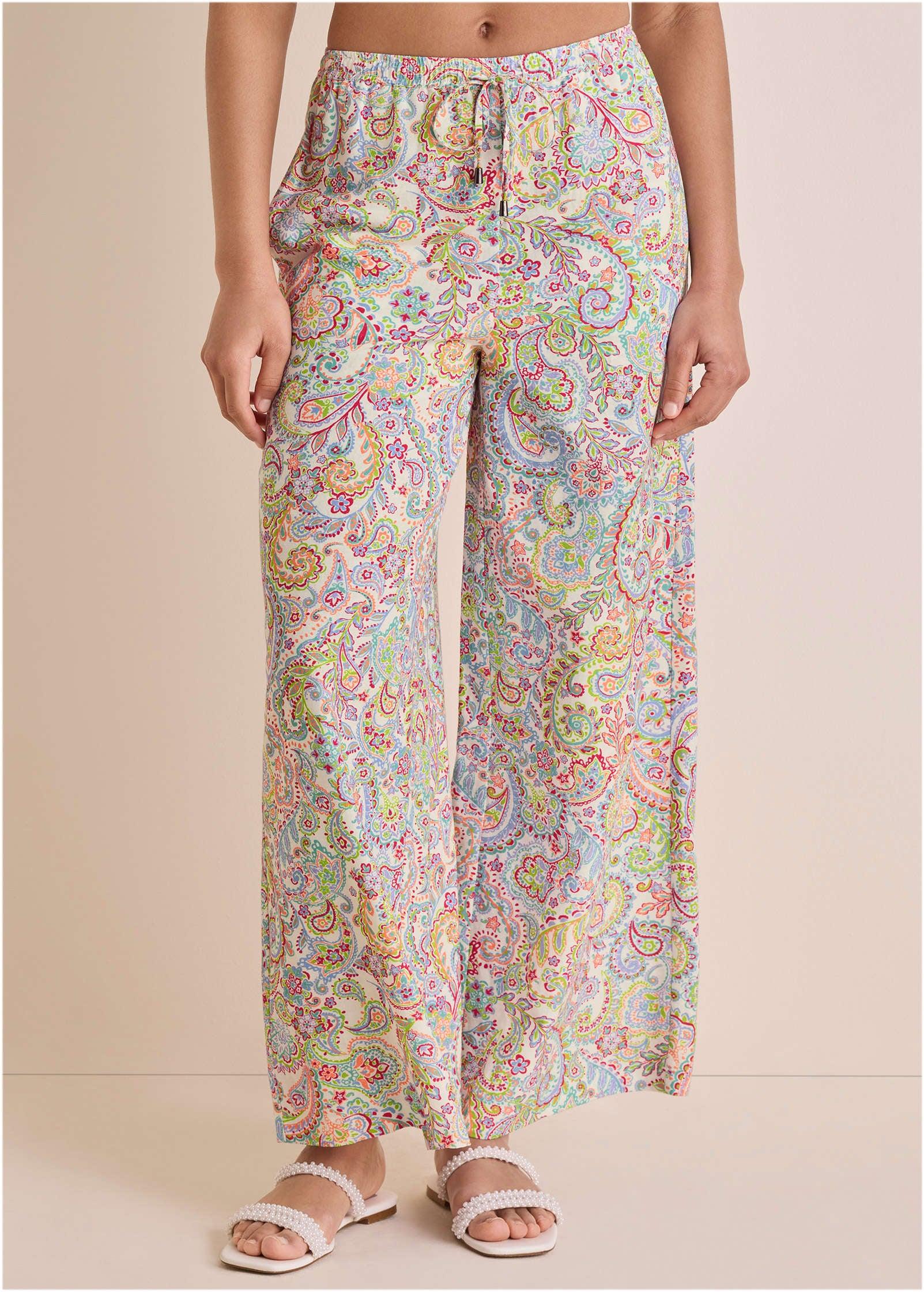 Linen Wide Leg Pant - Rainbow Paisley Product Image