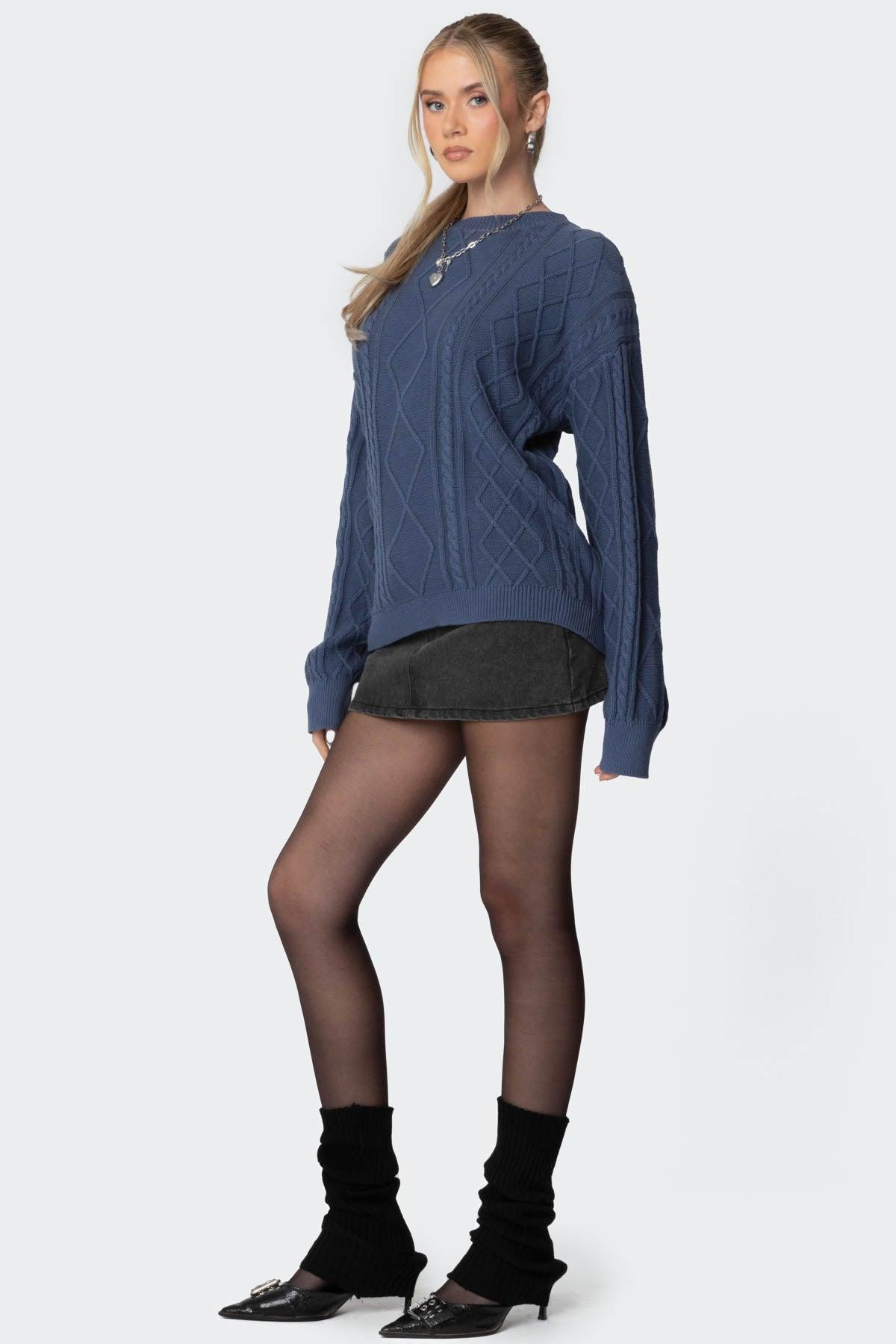 Jessy Cable Knit Oversized Sweater Product Image