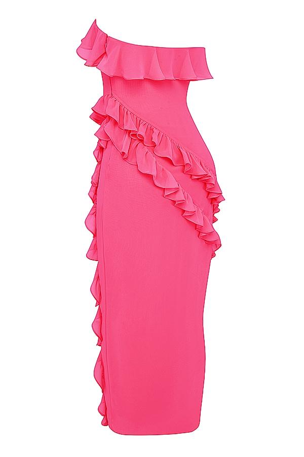 Sarina  fuchsia ruffle maxi dress - sale Product Image