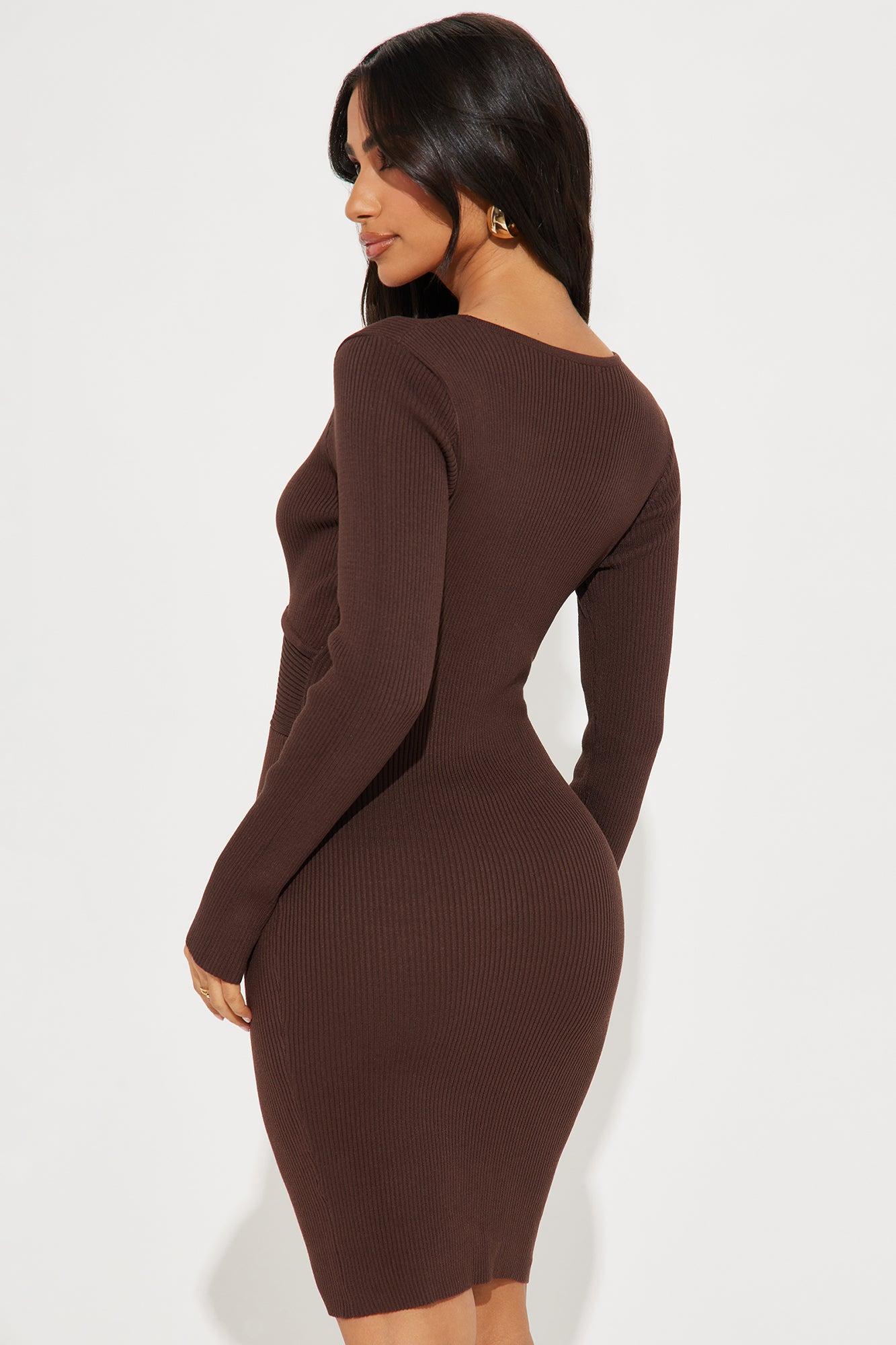 Mariana Sweater Mini Dress - Brown Female Product Image