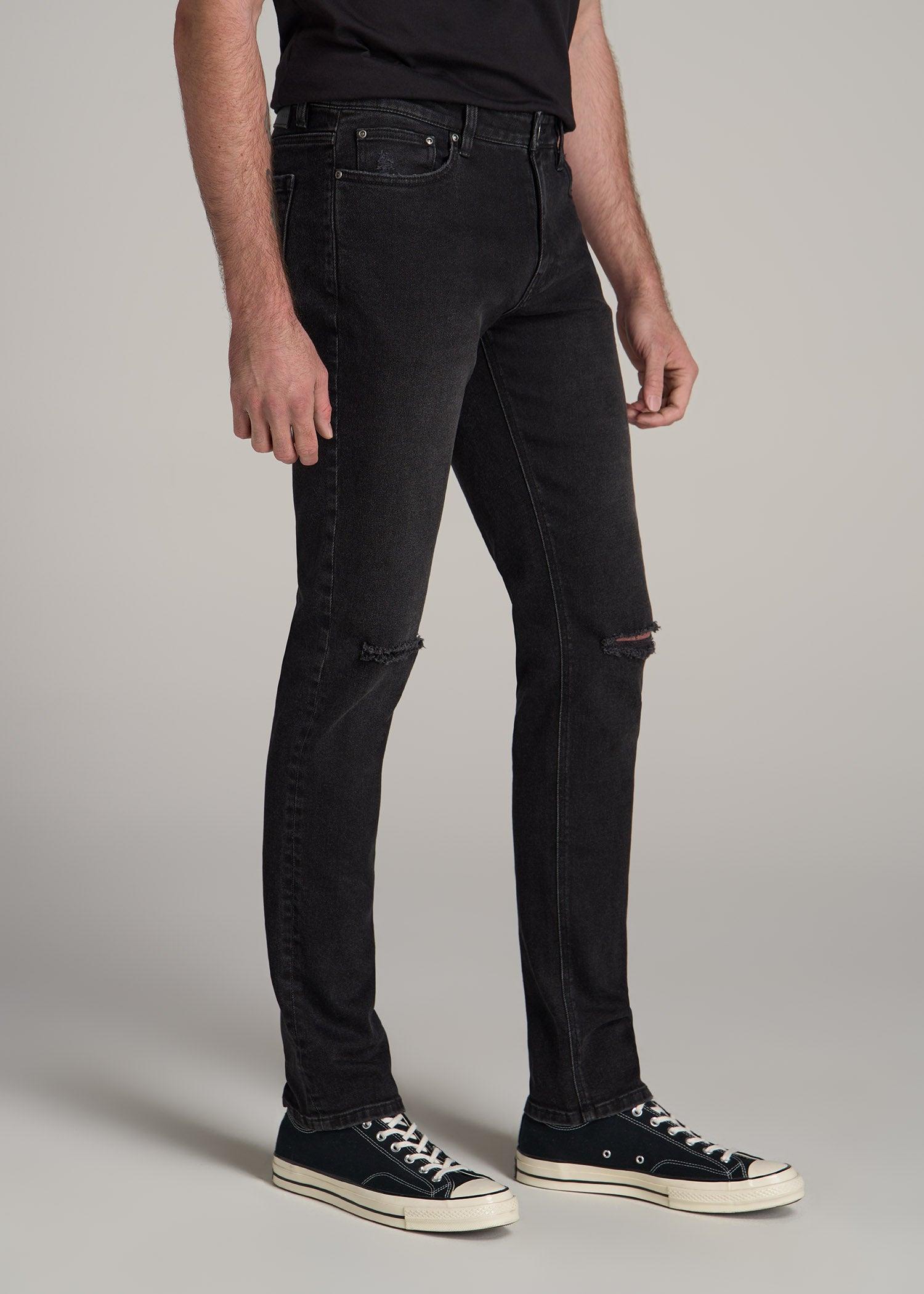 Dylan Slim Fit Jeans for Tall Men in Distressed Onyx Black Wash Product Image