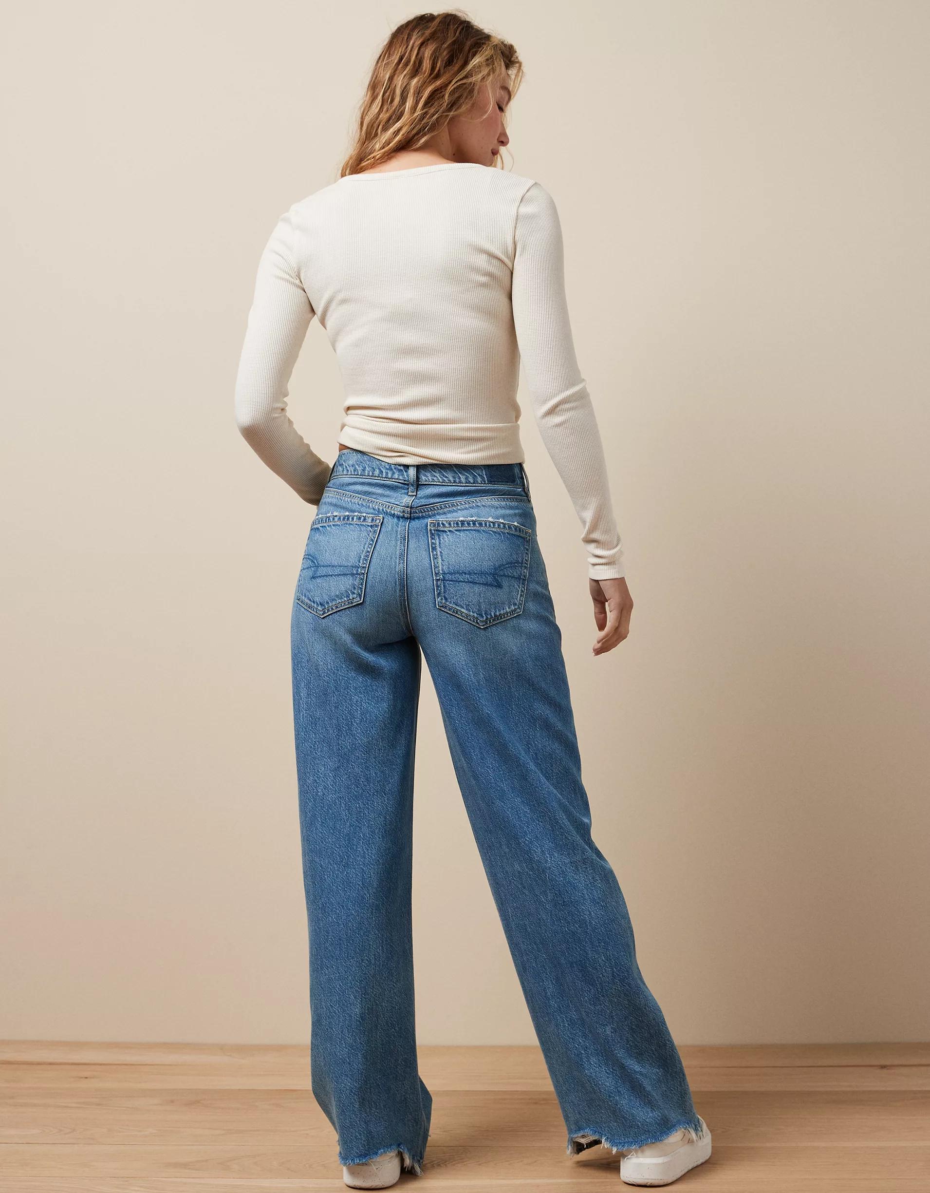AE Dreamy Drape Super High-Waisted Baggy Wide-Leg Jean Product Image