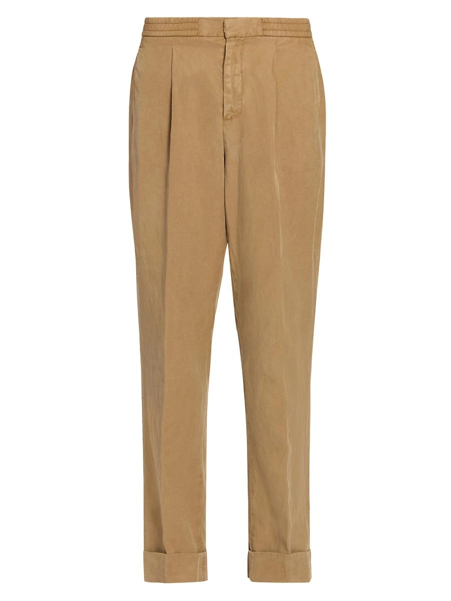 Mens Pleated Elastic-Waist Pants Product Image