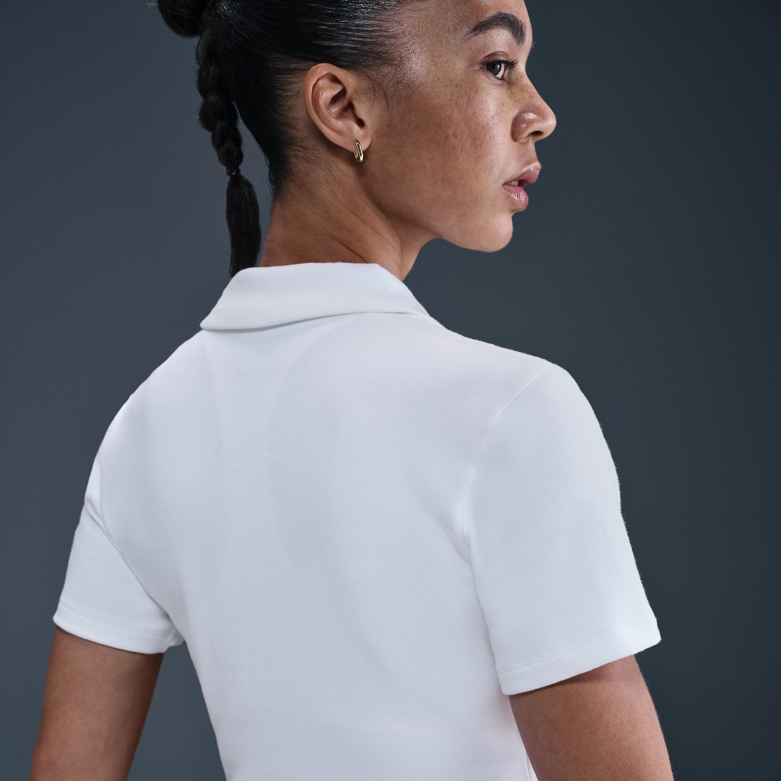 Nike Womens Court Heritage Short-Sleeve Cropped Tennis Polo | HJ8992-100 Product Image
