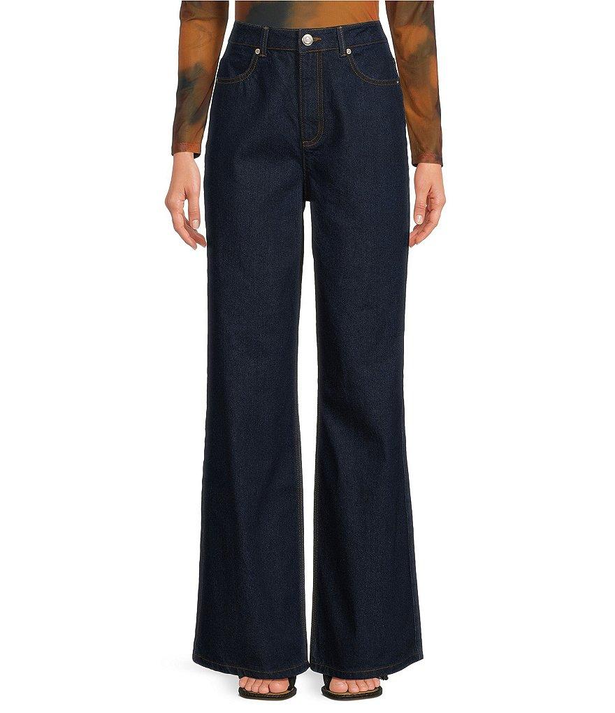 Gianni Bini Mariposa Denim Wide Leg Medium Wash Jeans Product Image
