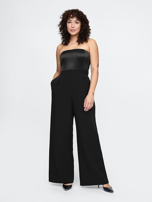 Strapless Mixed Media Jumpsuit Product Image