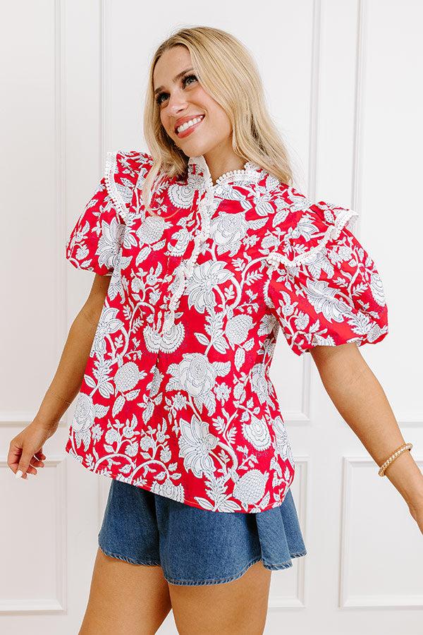Sunday Chic Floral Top in Red Product Image