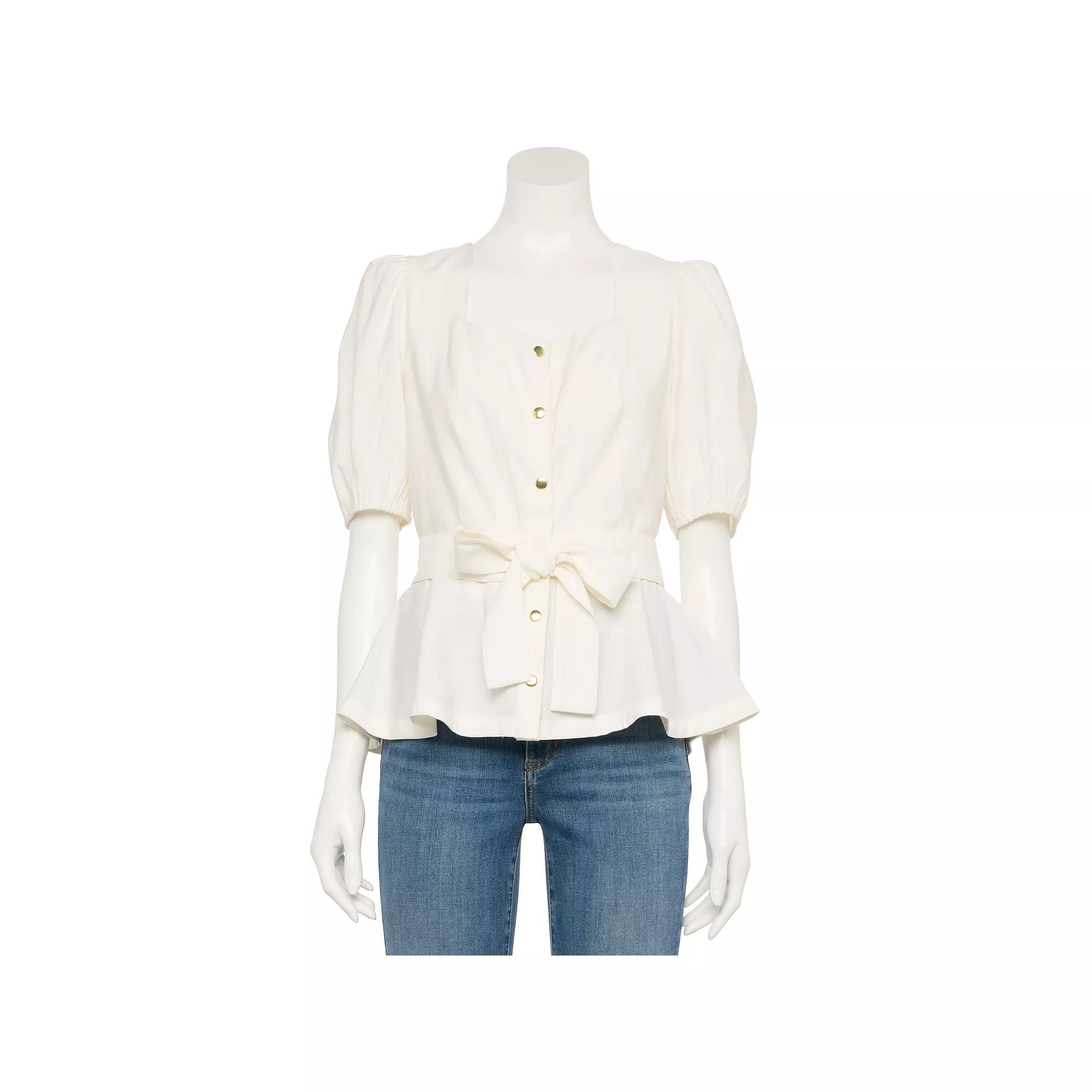 Women's Nine West Adaptive Belted Squareneck Top,  Product Image