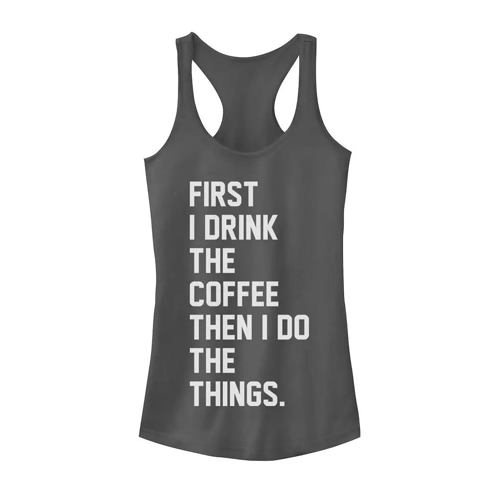 Juniors' First Drink Coffee Then Do Things Graphic Tank Top, Girl's,  Product Image