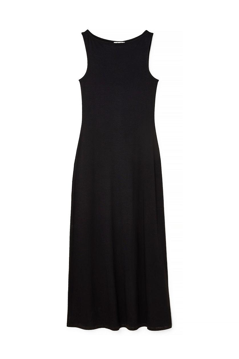 Soft Line Boat Neck Sleeveless Maxi Dress Product Image