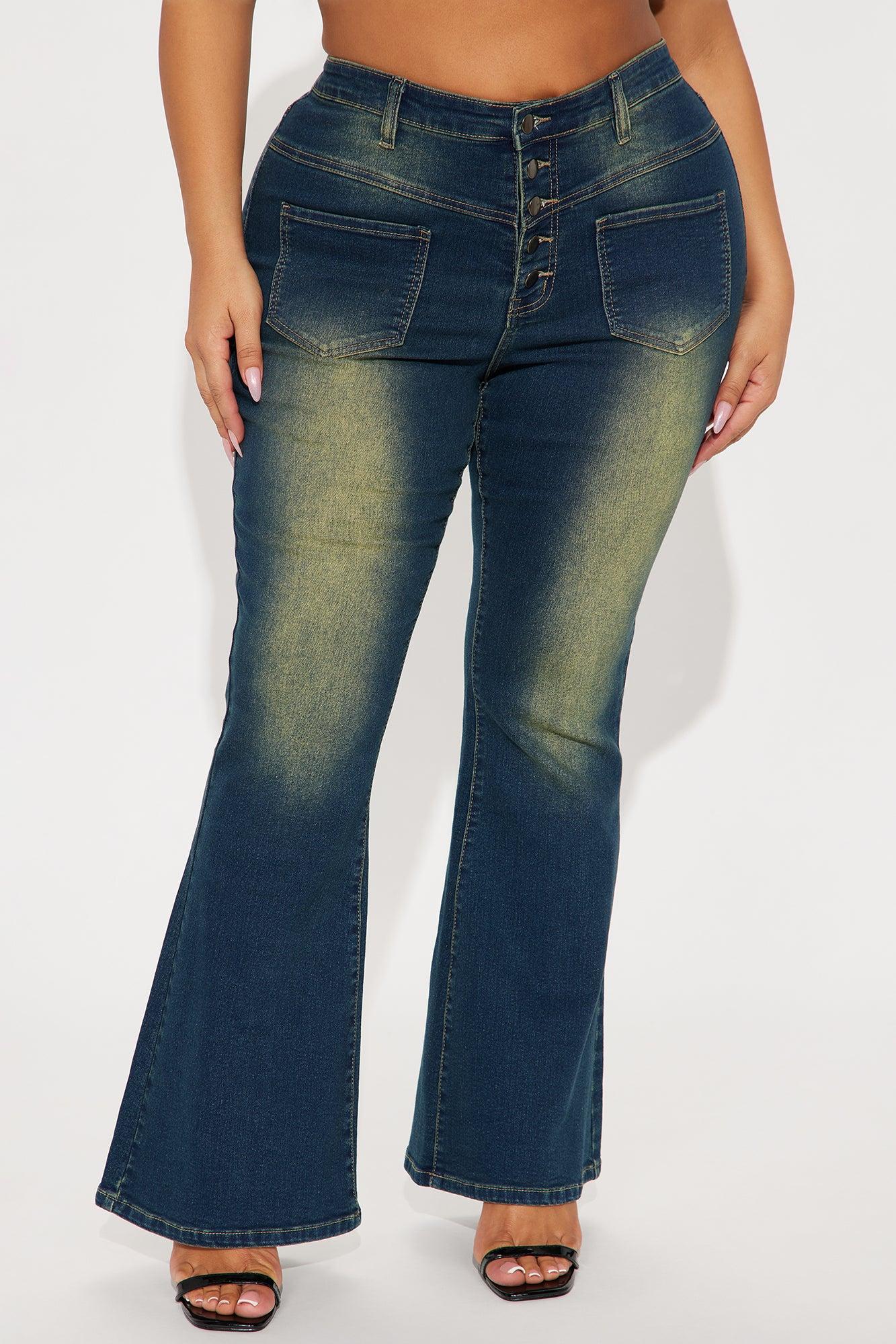 Hot Stuff Low Rise Tinted Flare Jeans - Vintage Wash Female Product Image