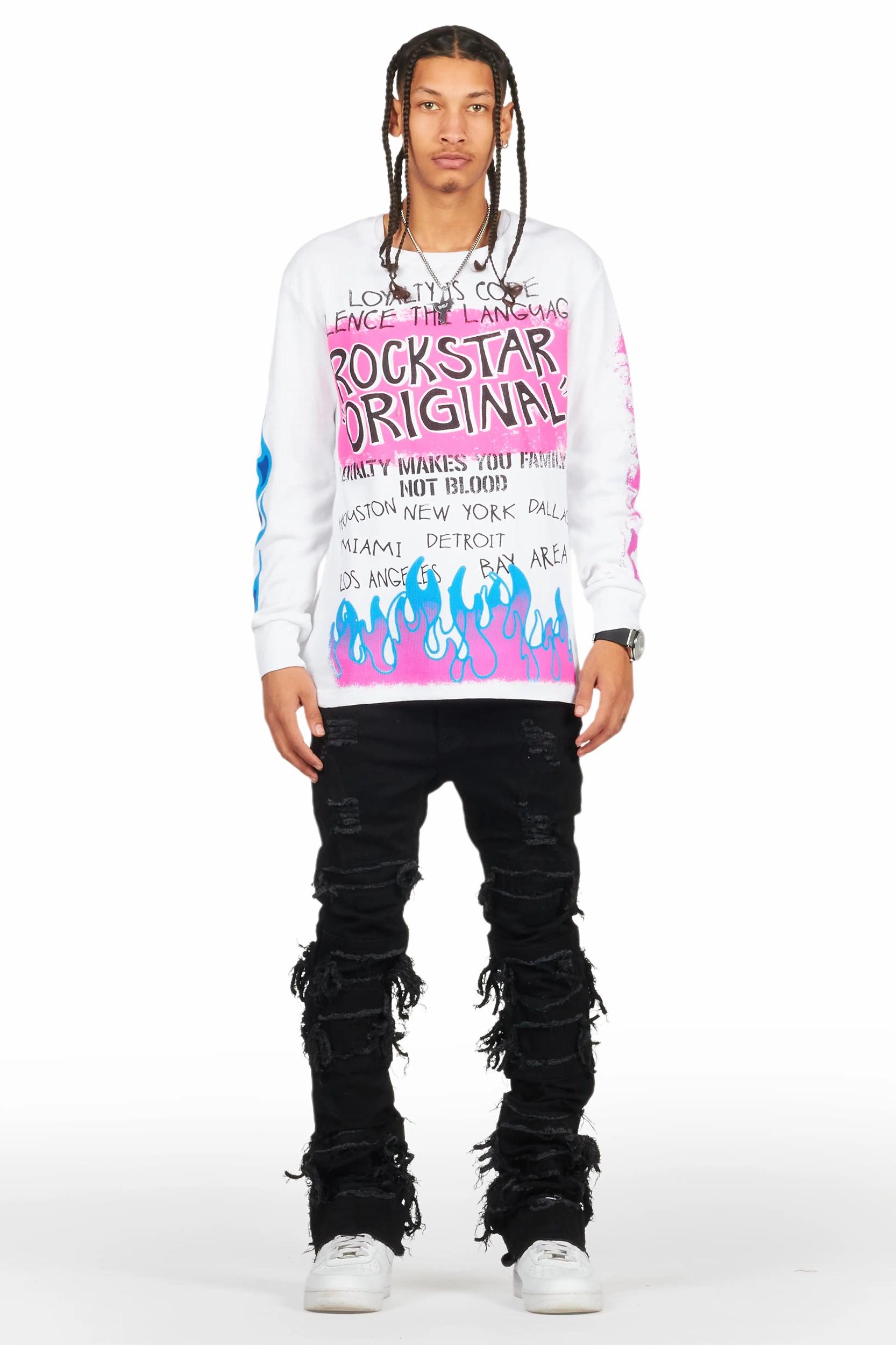 Vasco Jet Black Stacked Flare Jean Male Product Image