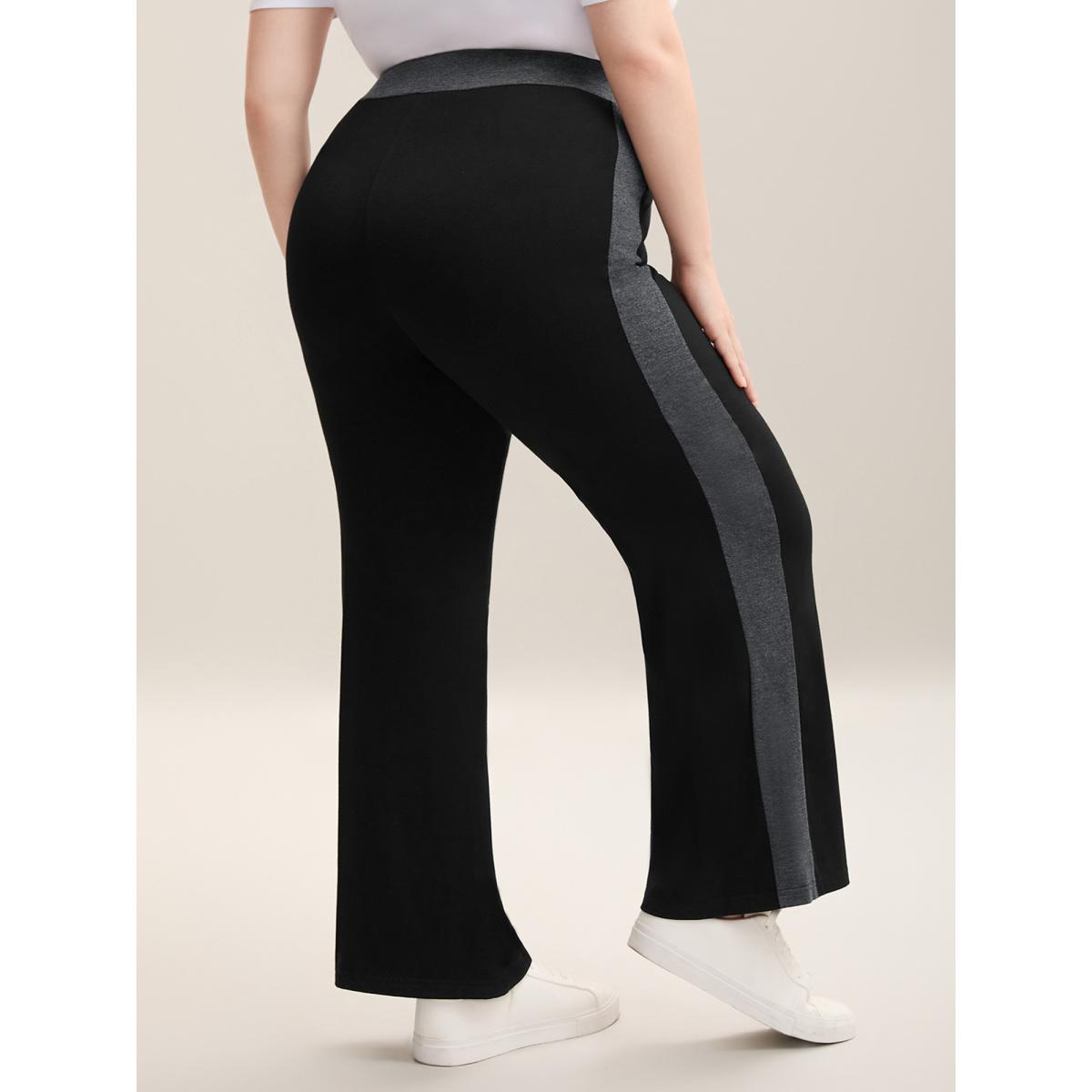 Plus Size Heathered Color Block Drawstring Bootcut Pants Women DimGray Casual Flare Leg Mid Rise Everyday Pants BloomChic 22-24/3X Product Image