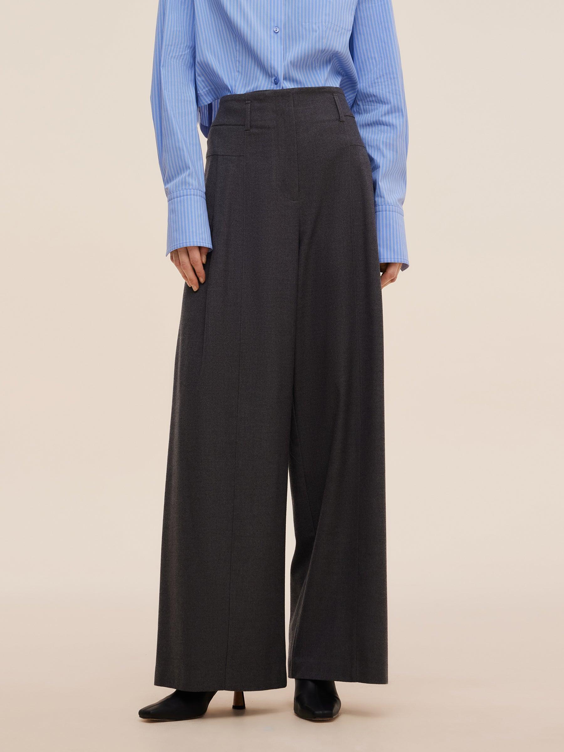 Wool Blend Women High Waisted Wide Leg Pants Product Image