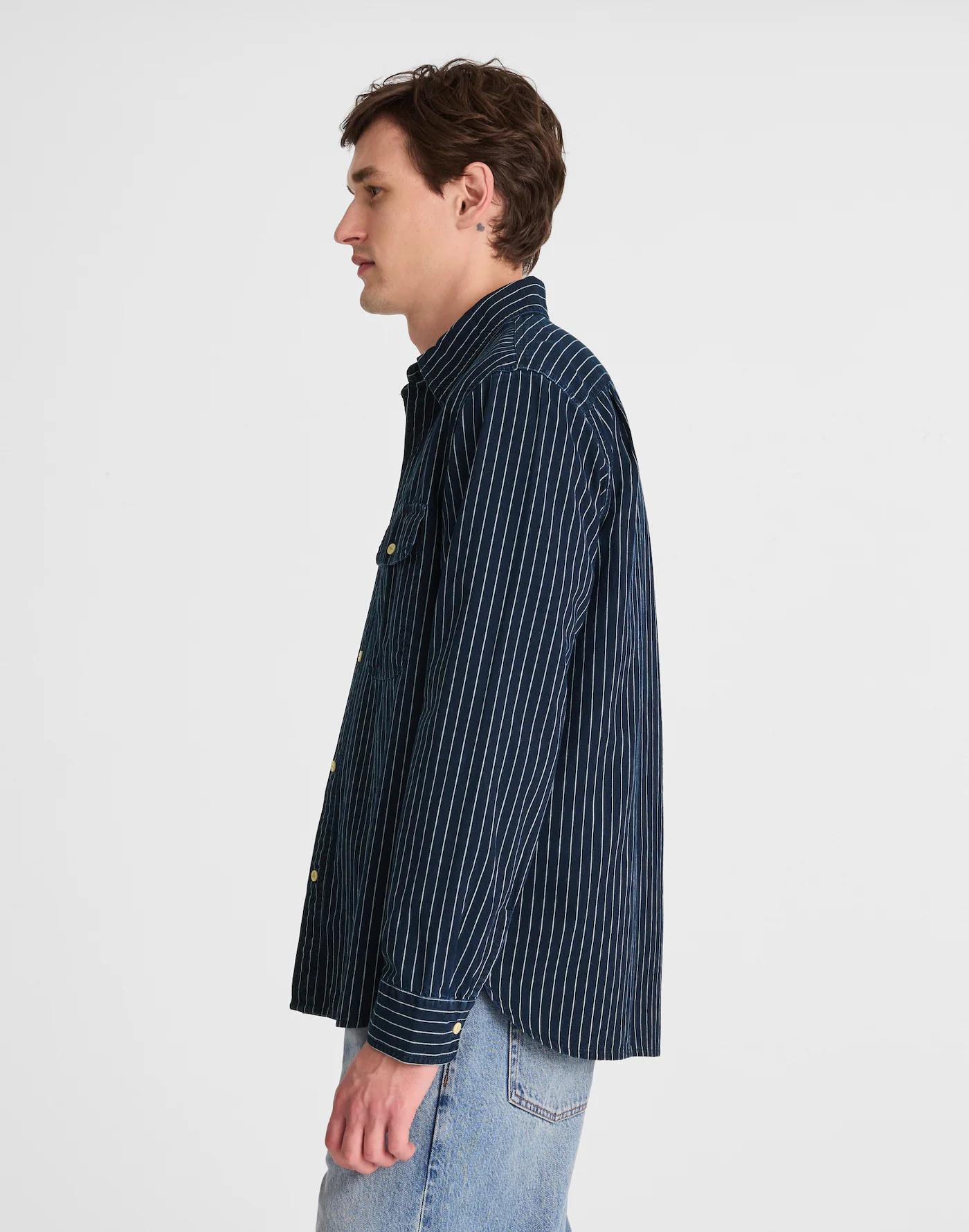 Indigo-Dyed Stripe Work Shirt Product Image