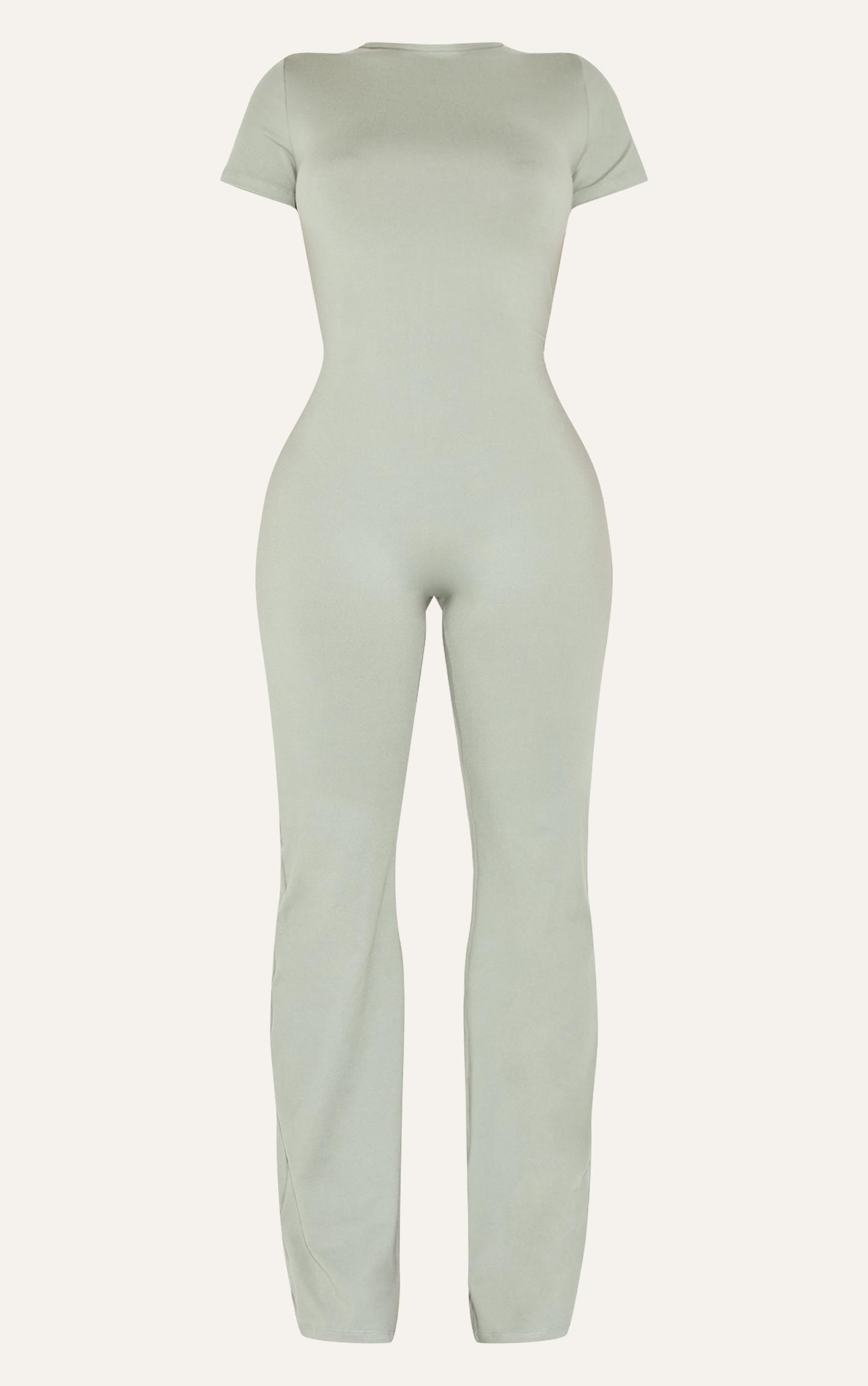 Shape Sage Green Sculpted Short Sleeve Jumpsuit Product Image