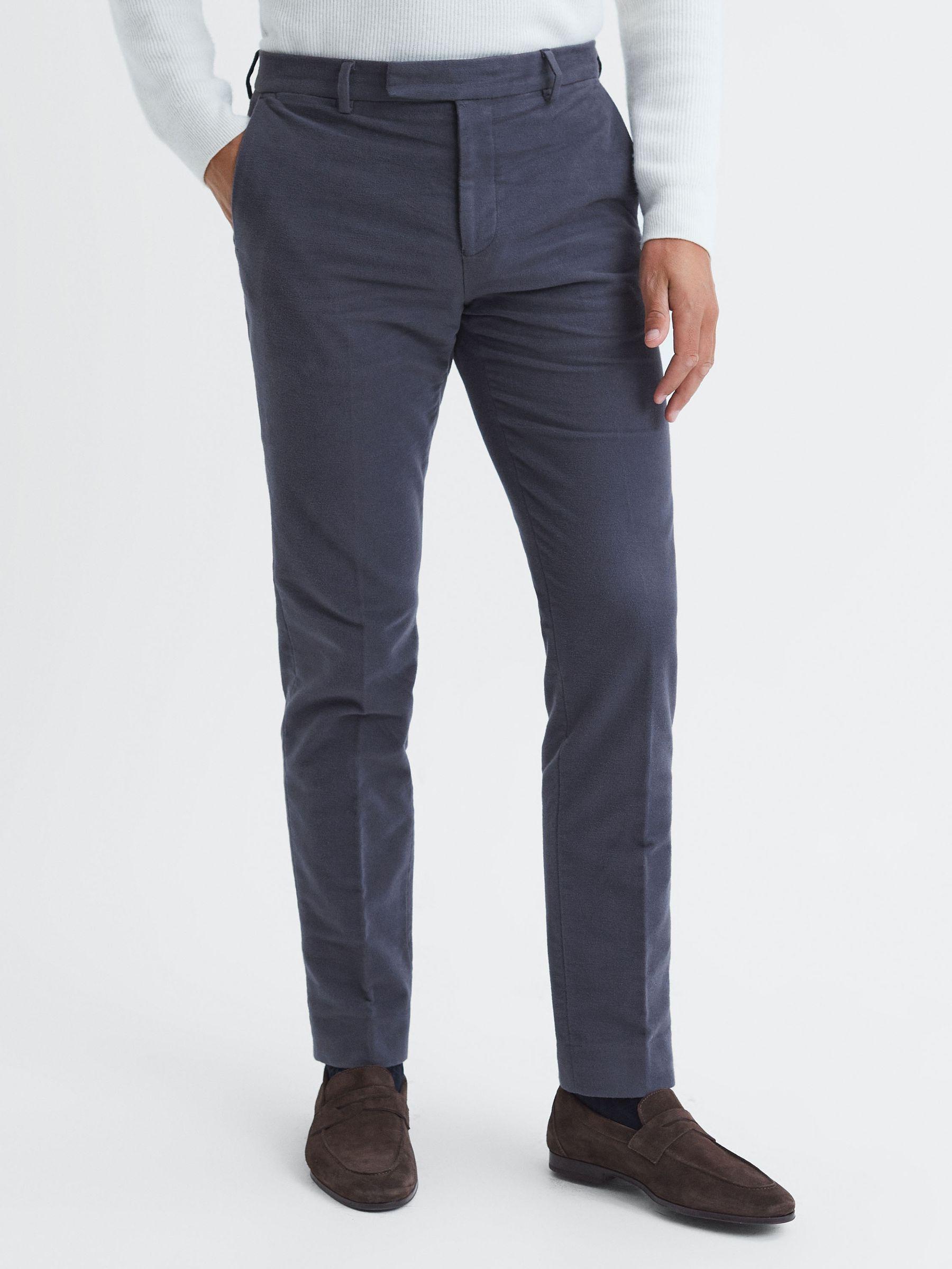 Slim Fit Moleskin Trousers in Airforce Blue Product Image