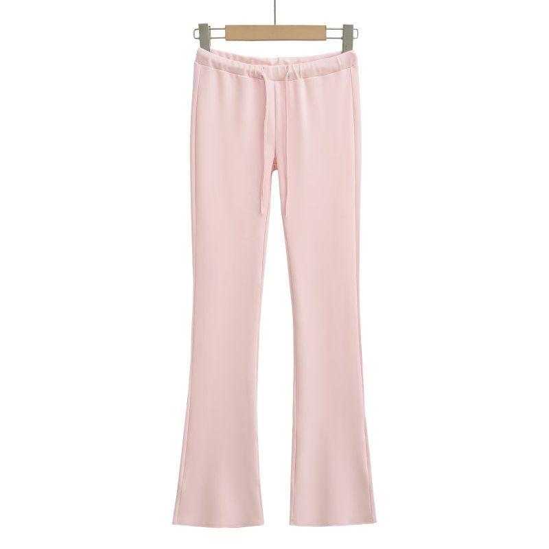 Plus Size Plain Button Detail Straight Leg Pants Women DarkBrown Office Straight Leg High Rise Office Pants BloomChic 10/M Product Image