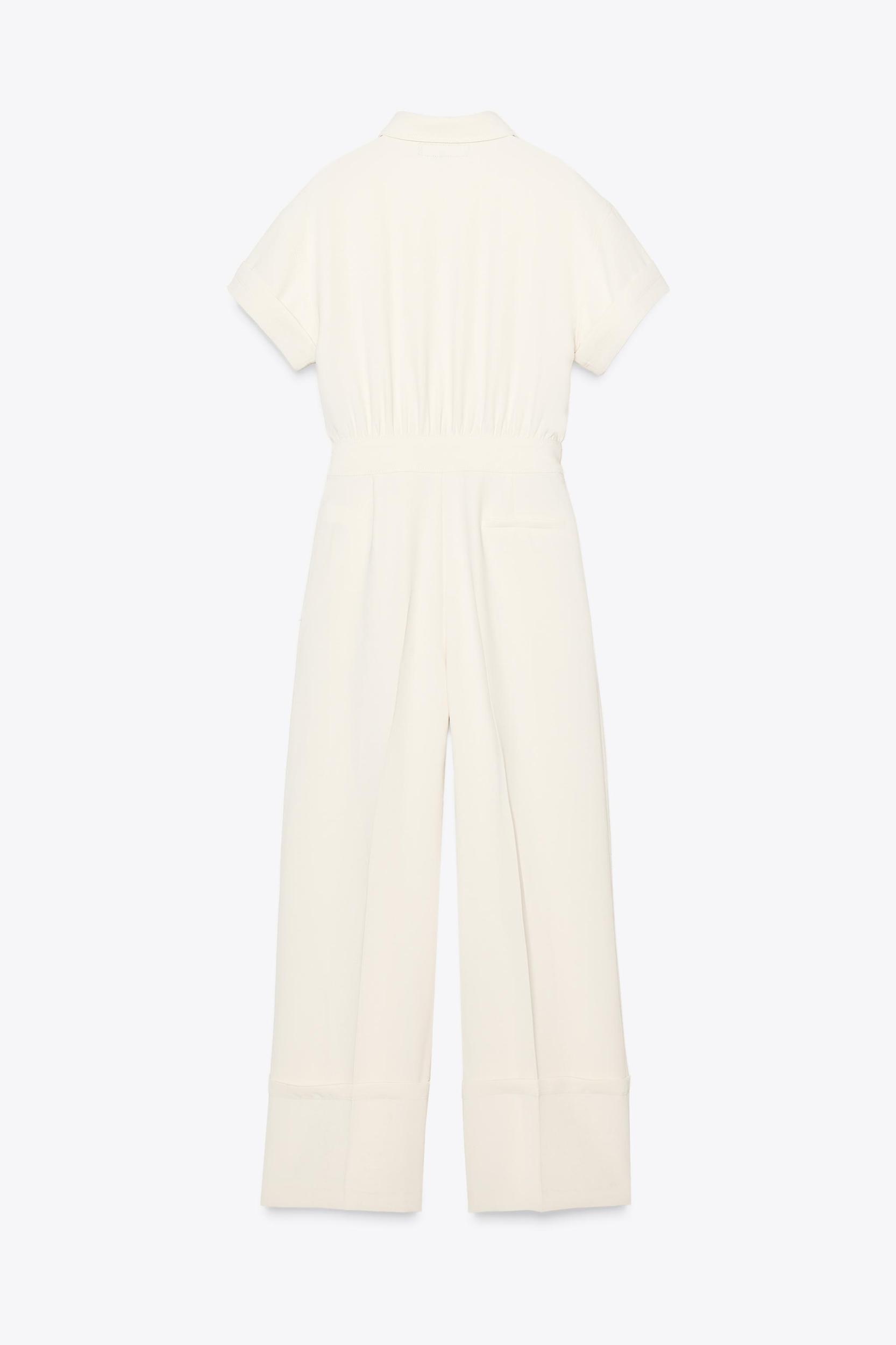 CREPE LONG JUMPSUIT WITH WAIST BUCKLE Product Image