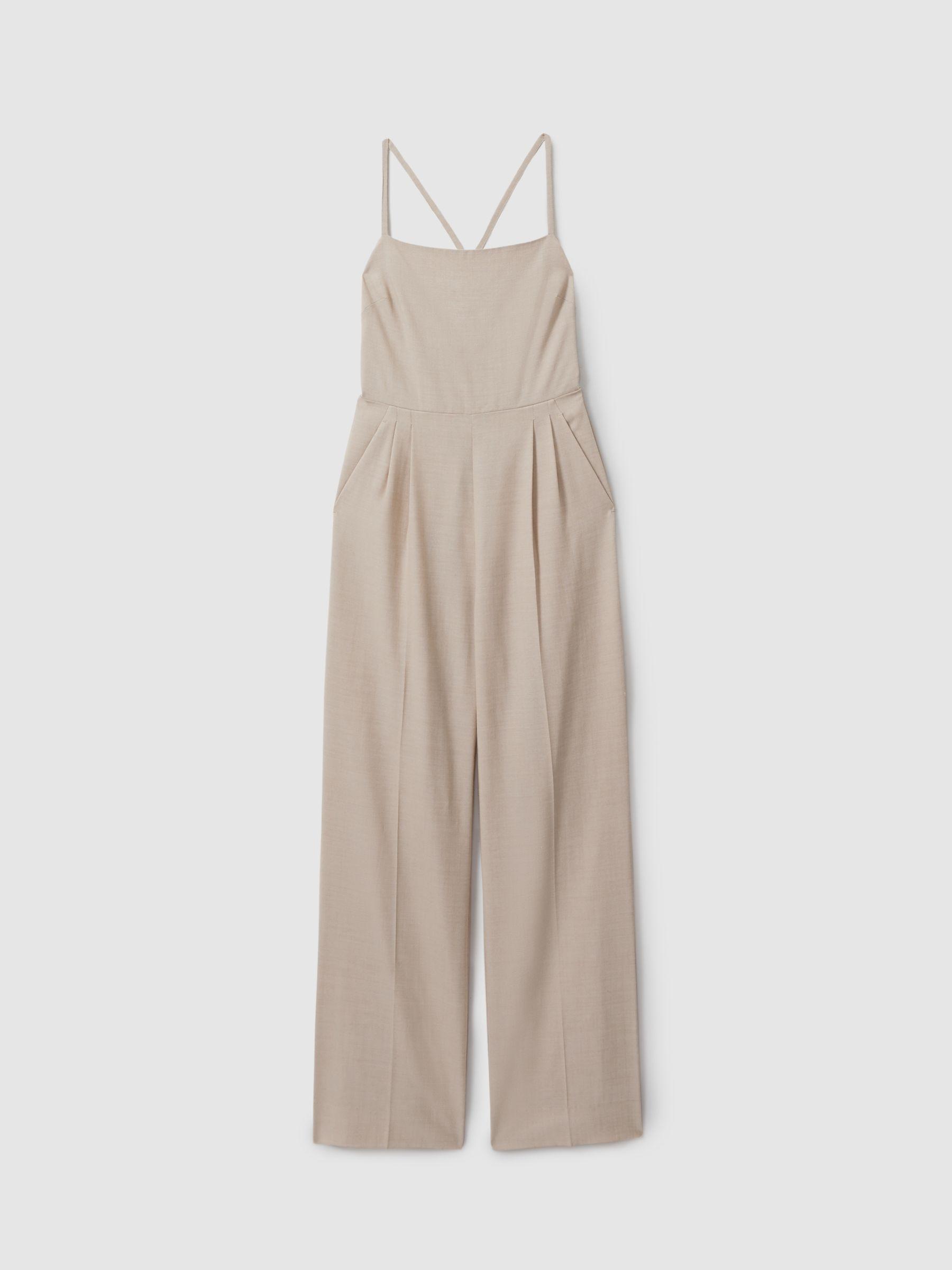 Wool Tailored Strappy Jumpsuit in Neutral Product Image