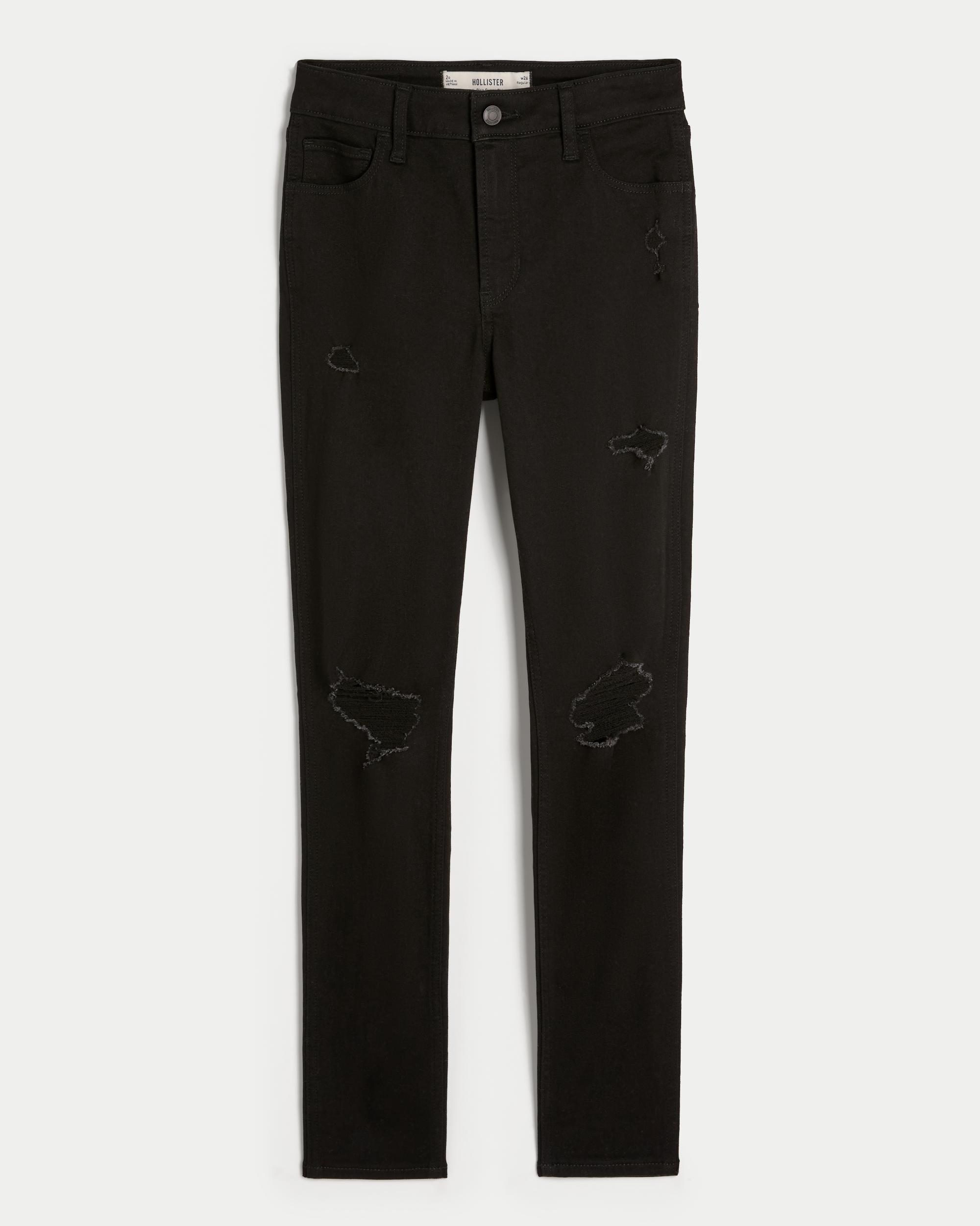 High-Rise Ripped Black Super Skinny Jeans Product Image