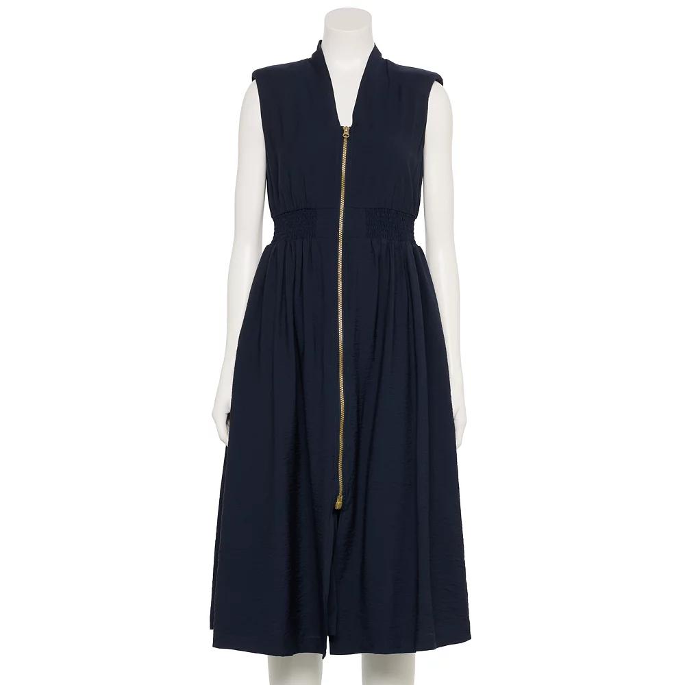 Women's Nine West Adaptive Zip Front Midi Dress, Size: Small, Captain Product Image