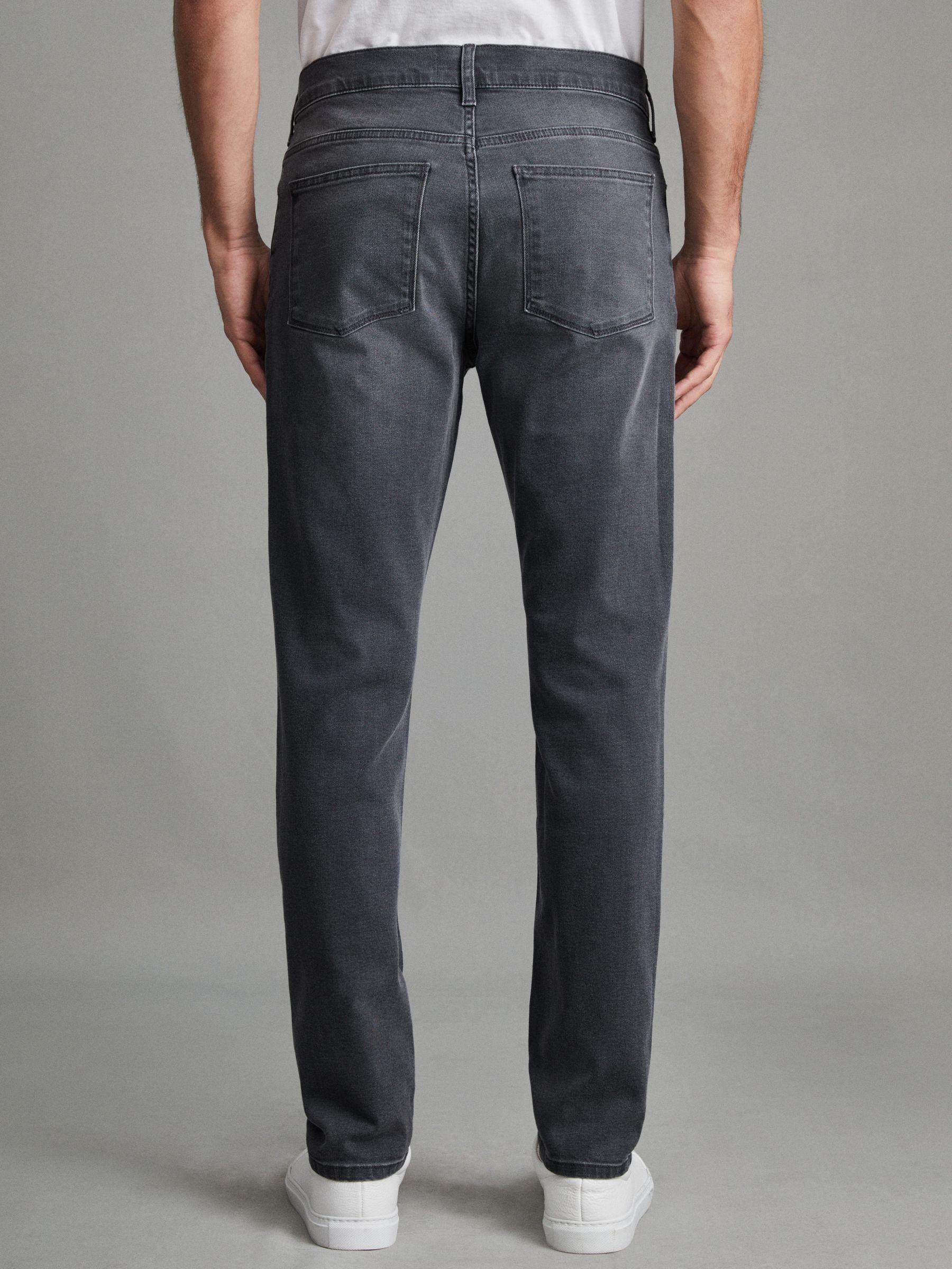 Slim Fit Washed Jersey Jeans in Grey Product Image