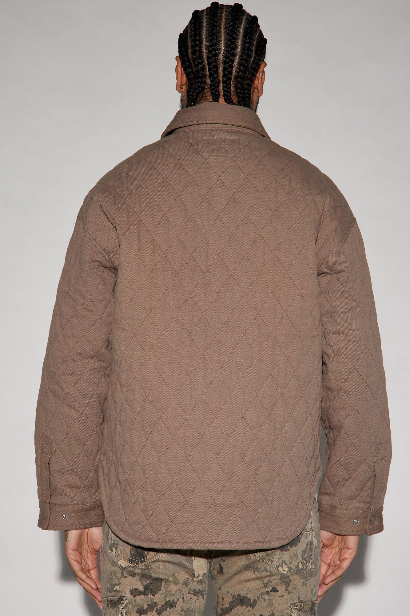 Monroe Twill Quilted Shacket - Taupe Product Image