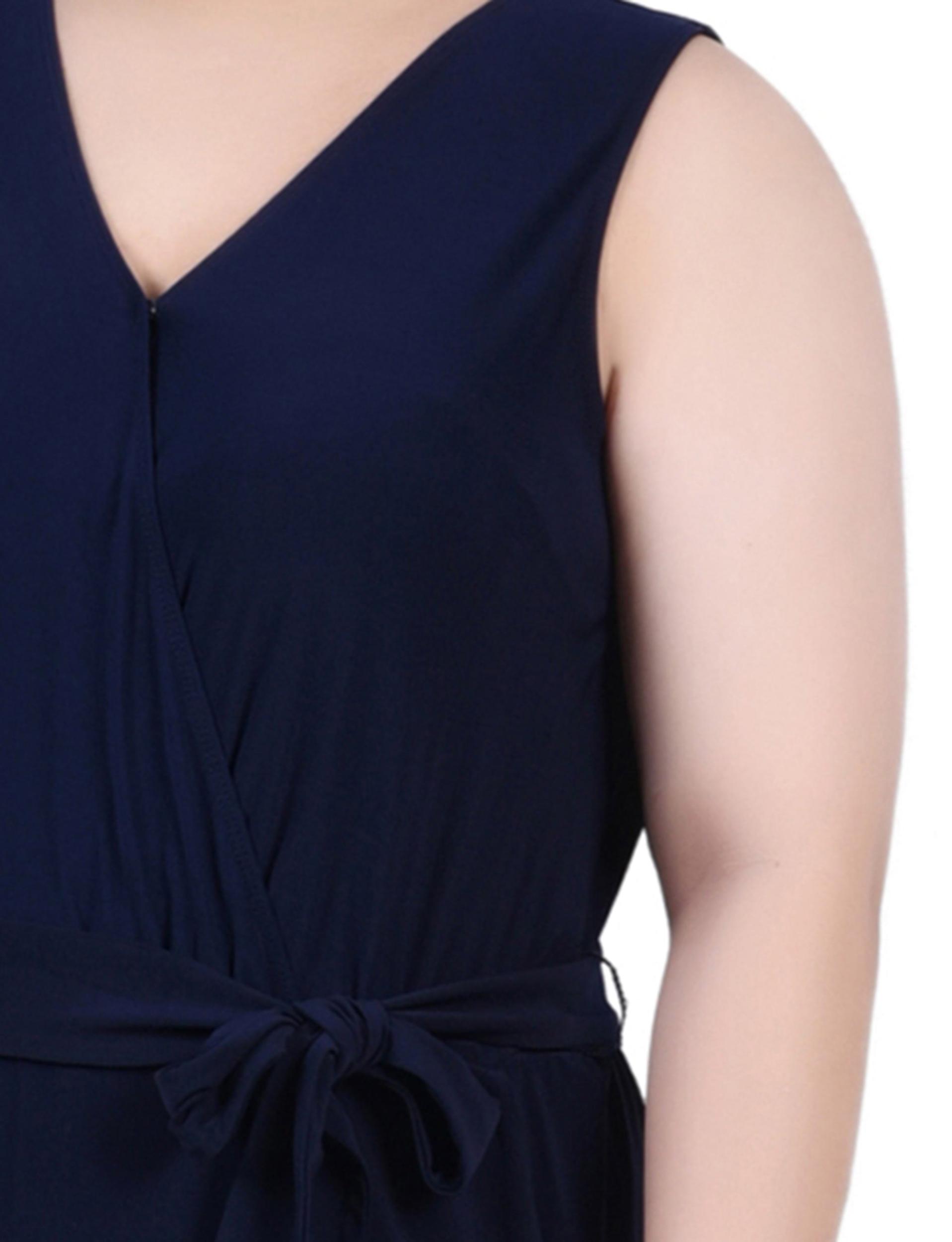 Navy Sleeveless Belted Jumpsuit - Plus Product Image