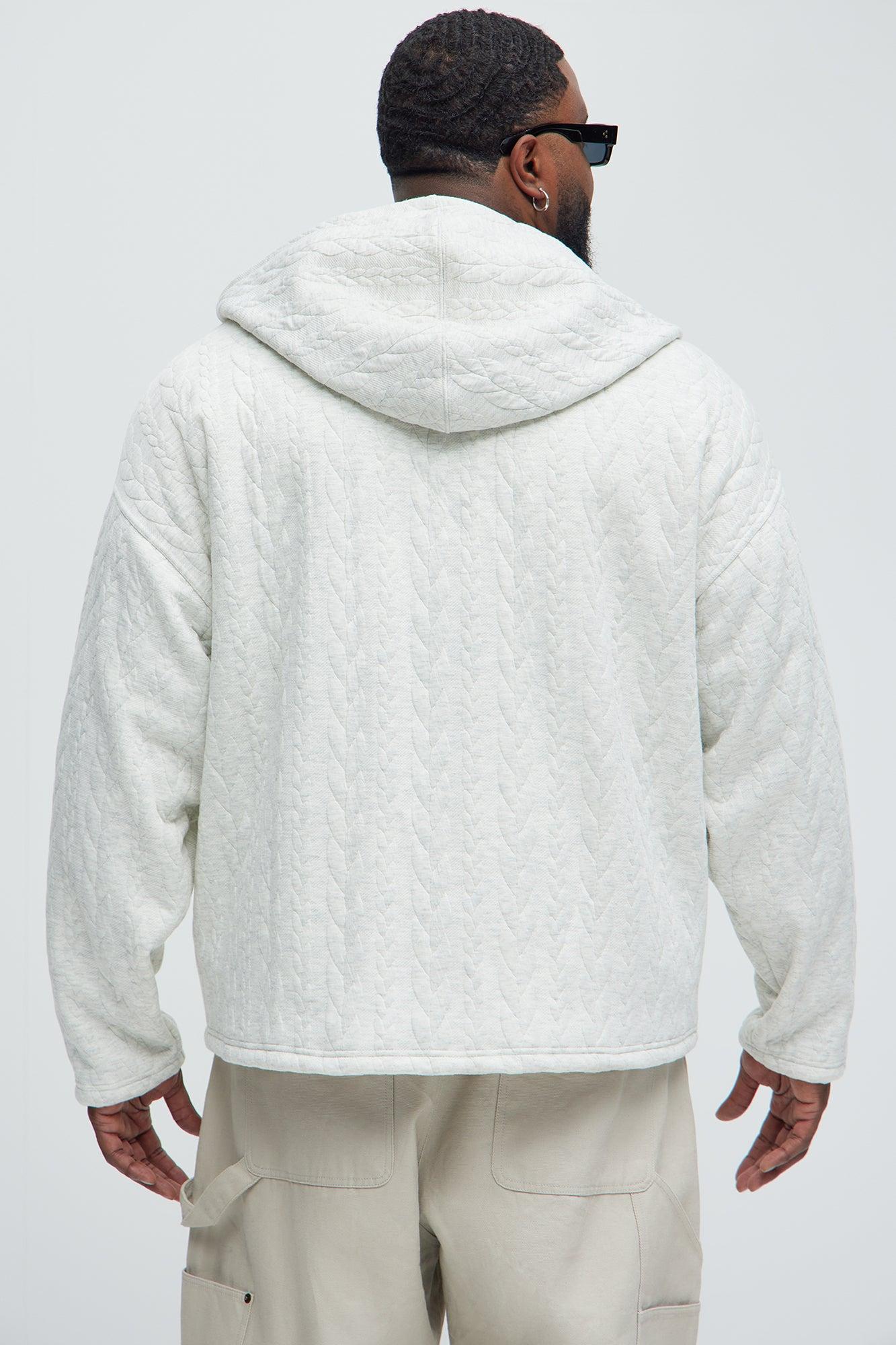 Lane Cable Knit Zip Up Hoodie - Heather Grey Product Image