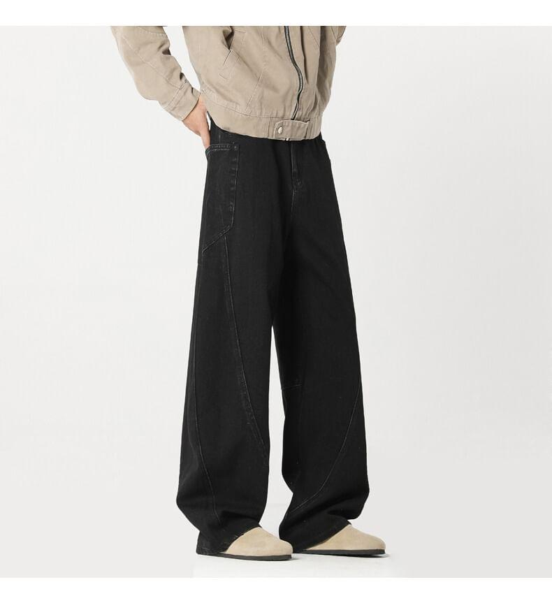 Mid Rise Washed Wide Leg Cargo Jeans Product Image