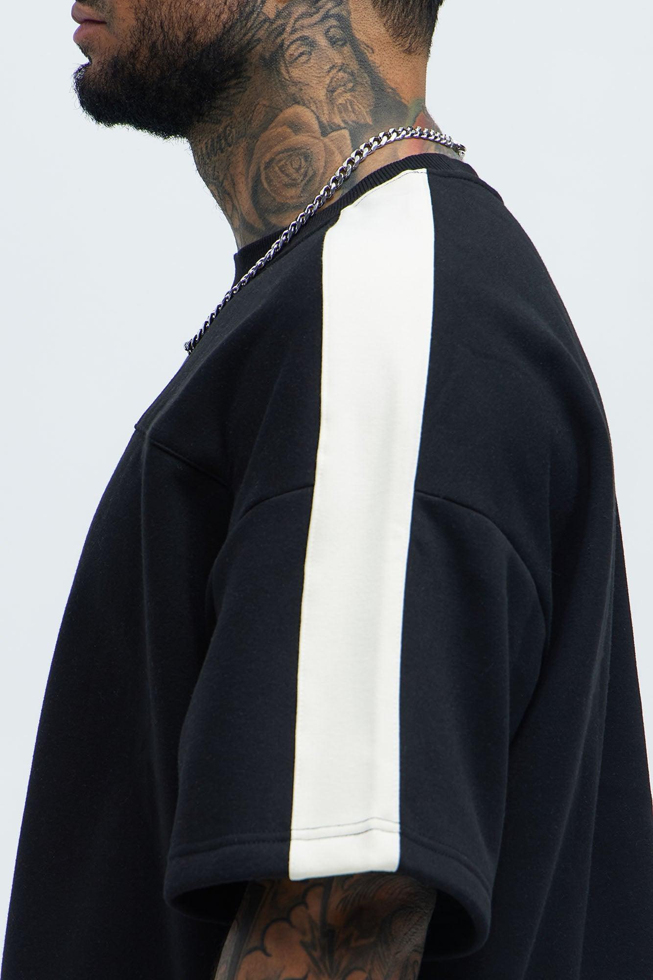 Tyson Oversized Heavyweight Striped Tee - Black Product Image