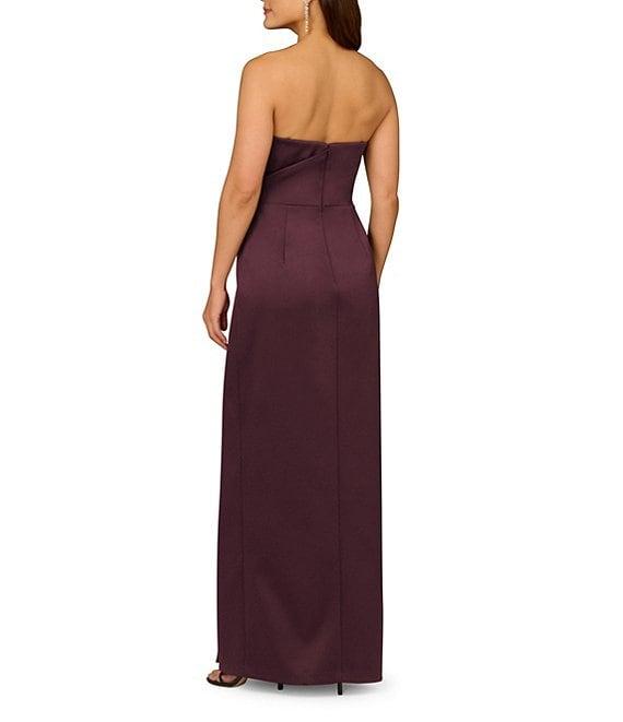 Aidan Mattox Satin Strapless Side Slit Sheath Dress Product Image