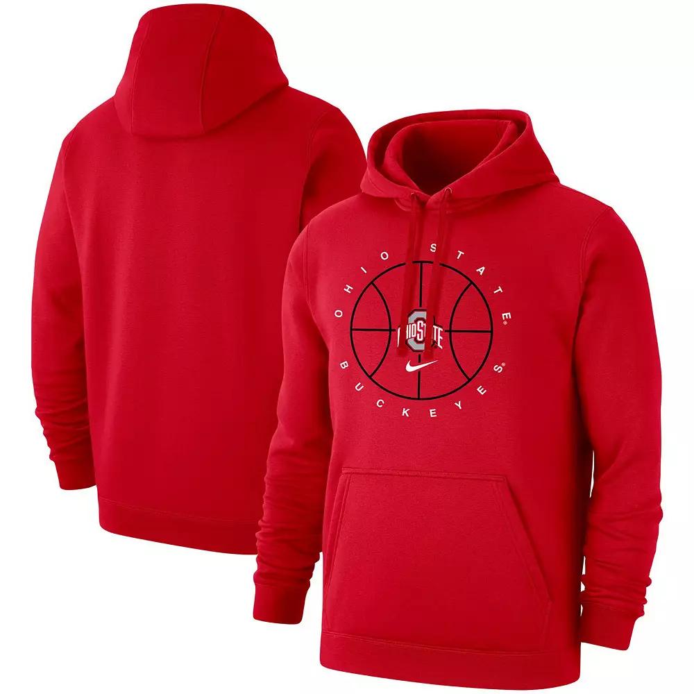 Men's Nike Scarlet Ohio State Buckeyes Basketball Icon Club Fleece Pullover Hoodie, Size: 2XL, Red Product Image