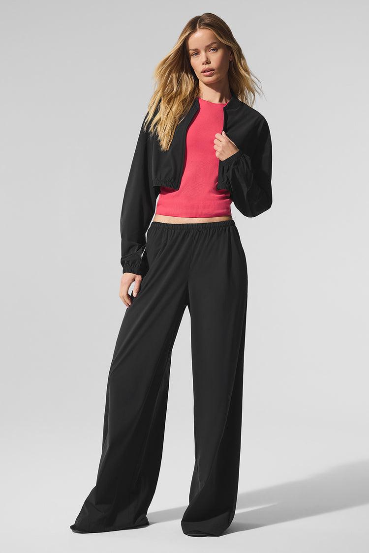 Cropped Breezy Full-Zip Cover Up - Black Product Image