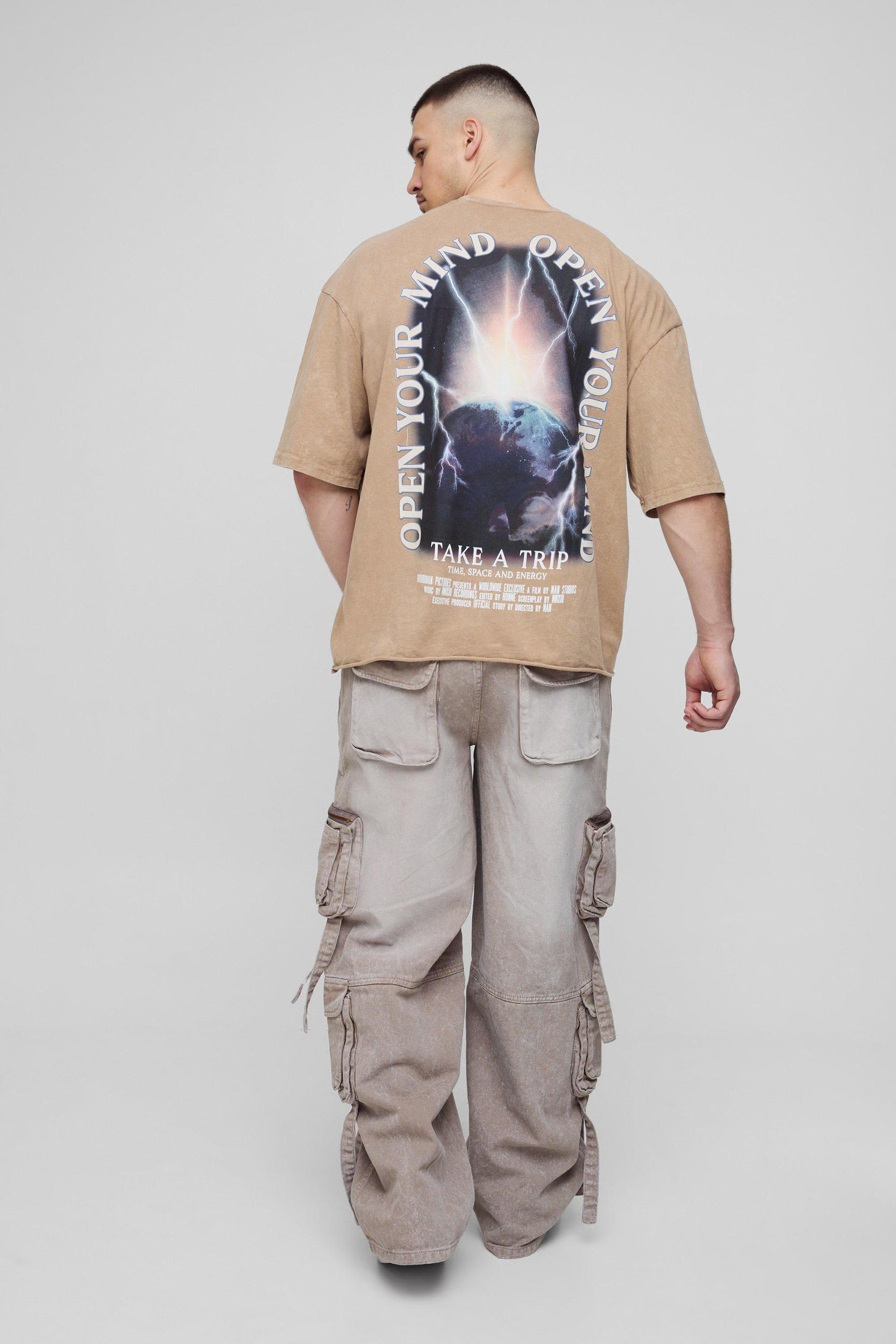 Tall Baggy Rigid Multi Pocket Strap Detail Cargo Jeans | boohooMAN USA Product Image