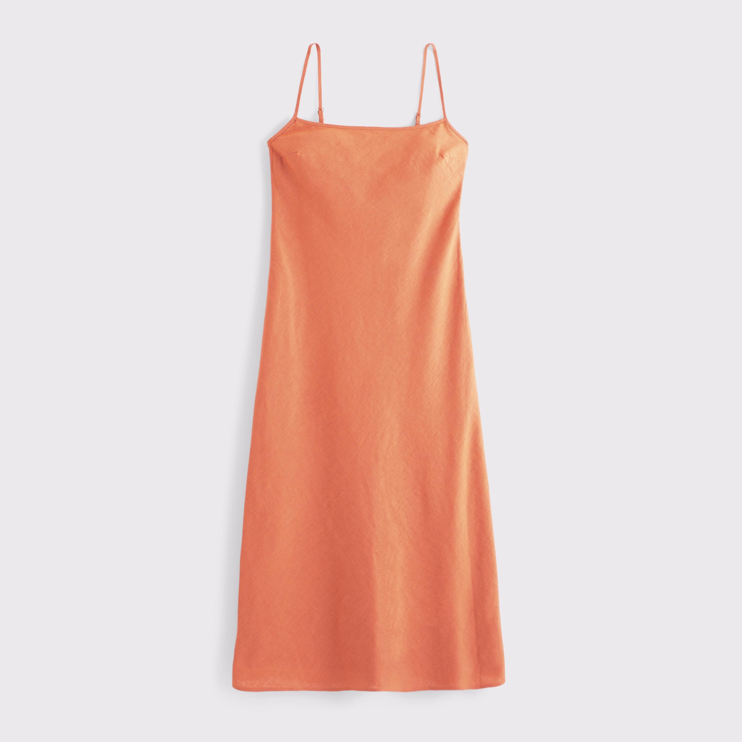 The A&F Julia Slip Linen-Blend Midi Dress Product Image