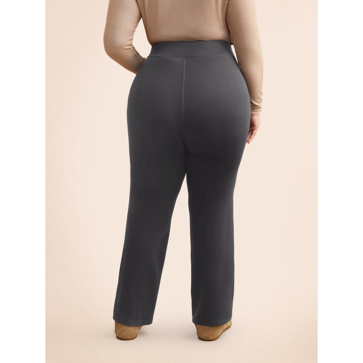 Plus Size Supersoft Essentials Pintuck Elastic Waist Pants Women DimGray Casual Bootcut Mid Rise Everyday Pants BloomChic 10/M Product Image