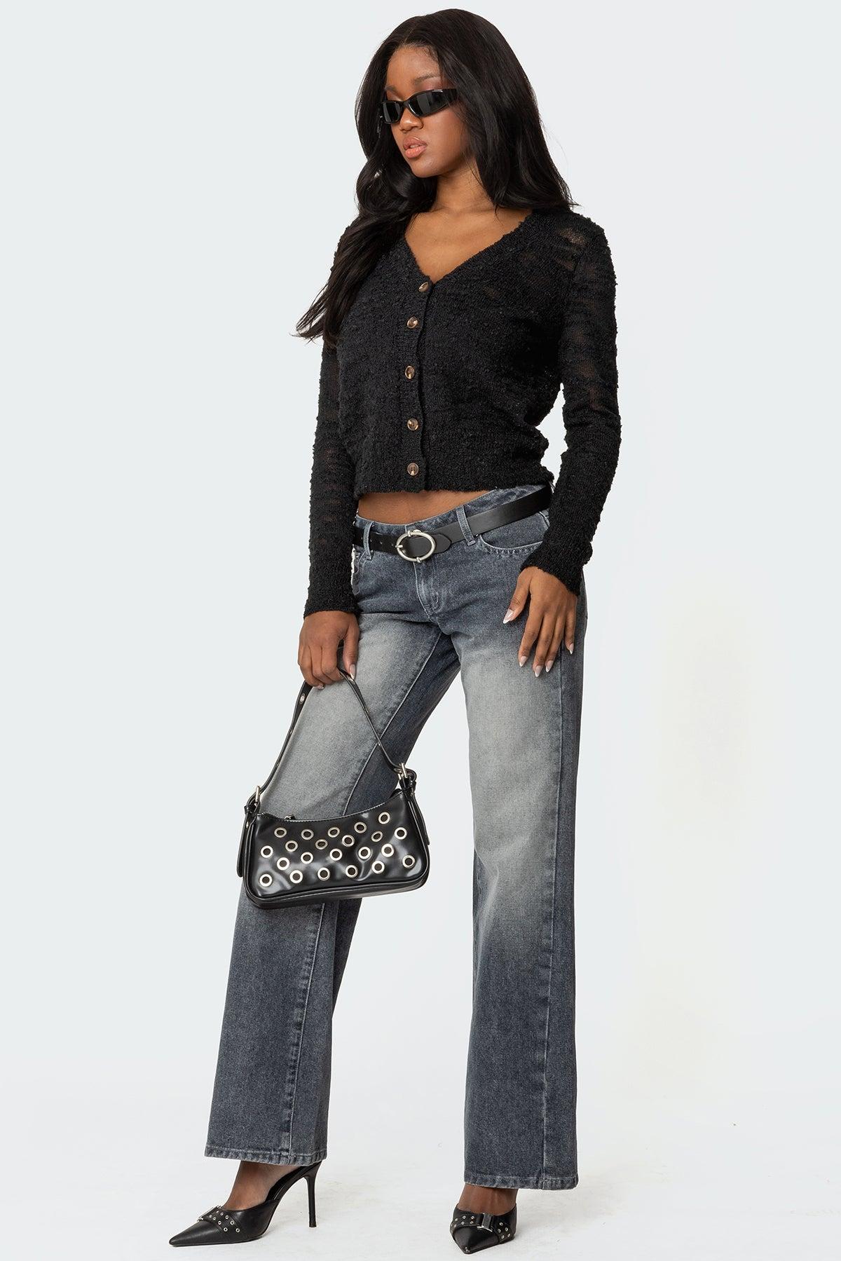 Alysse Washed Low Rise Bootcut Jeans Product Image
