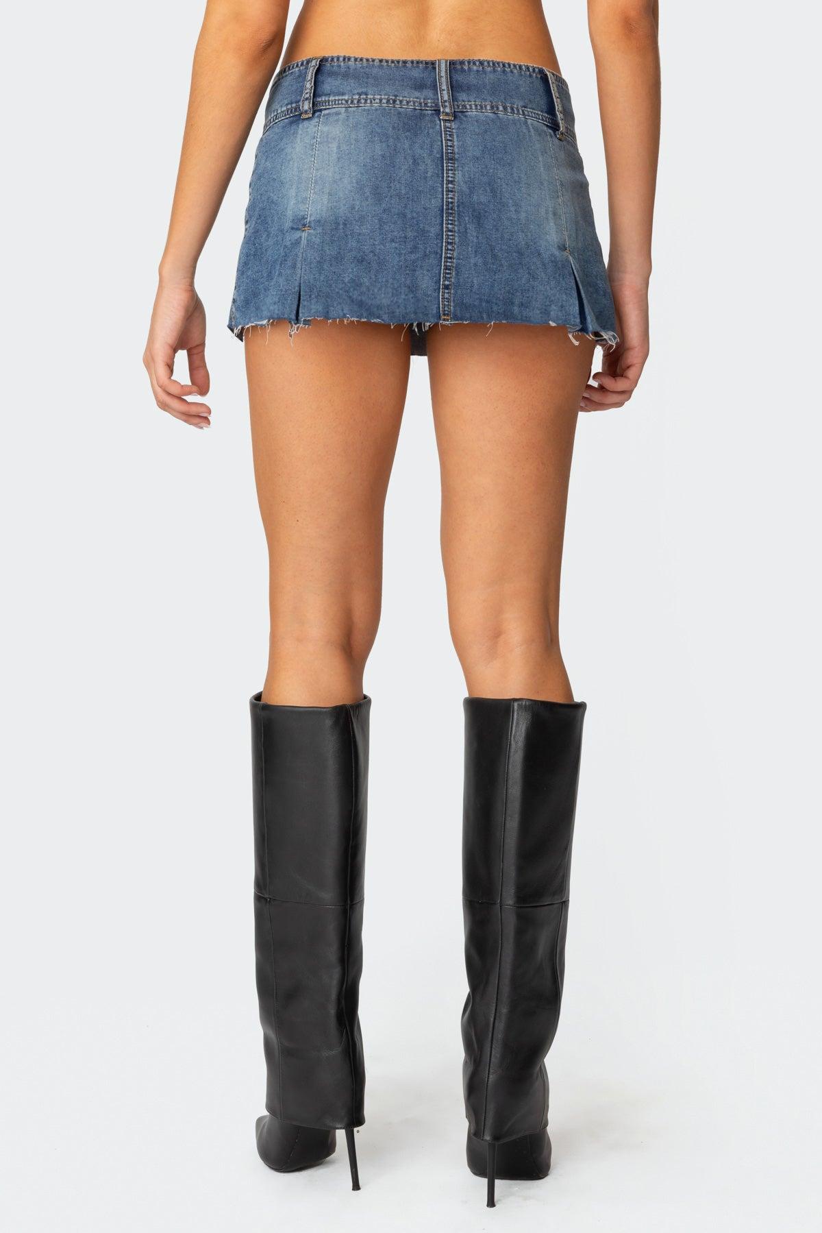 Vintage Washed Denim Mini Skort Product Image