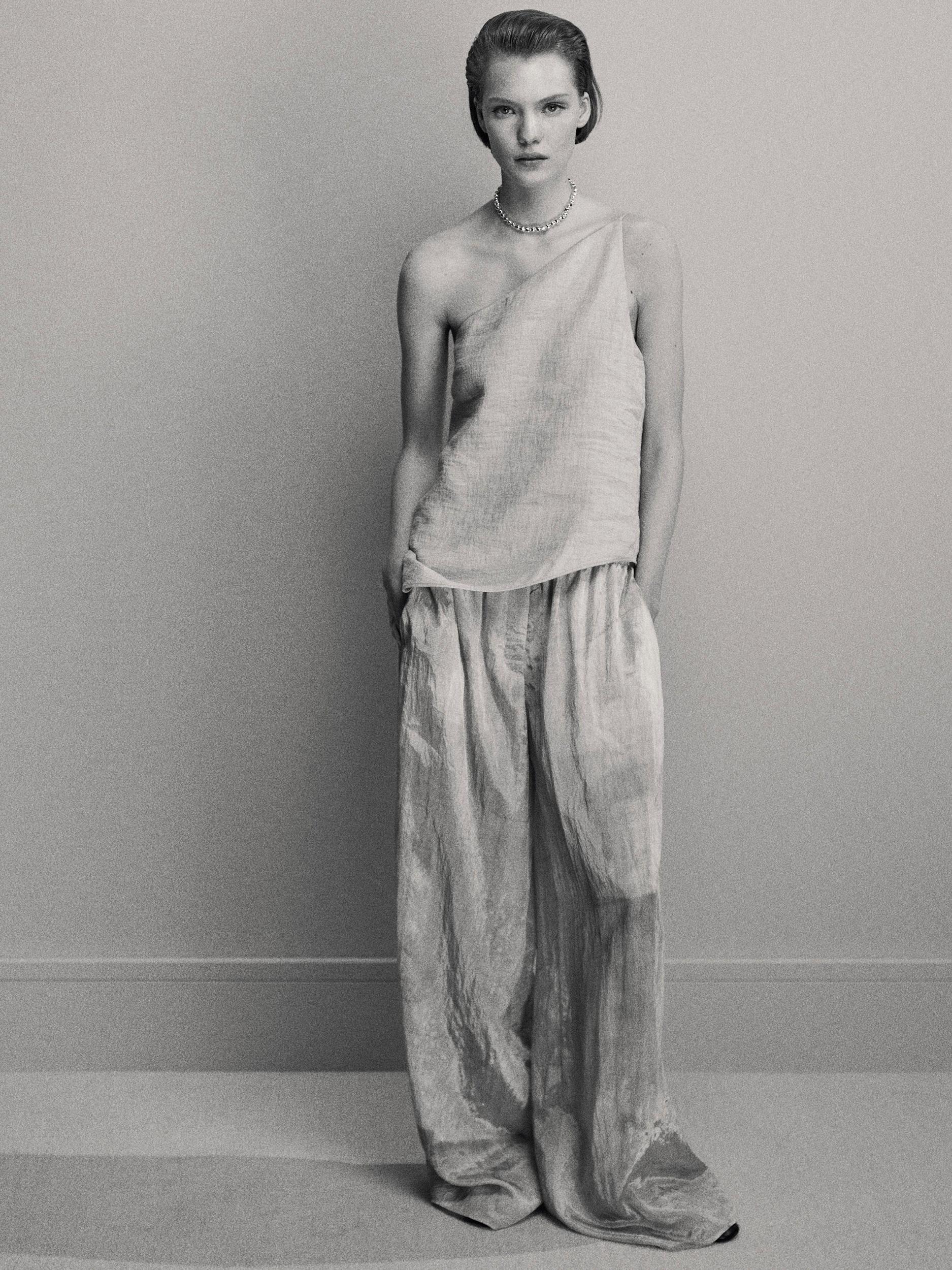 Lightweight asymmetric linen blend top Product Image